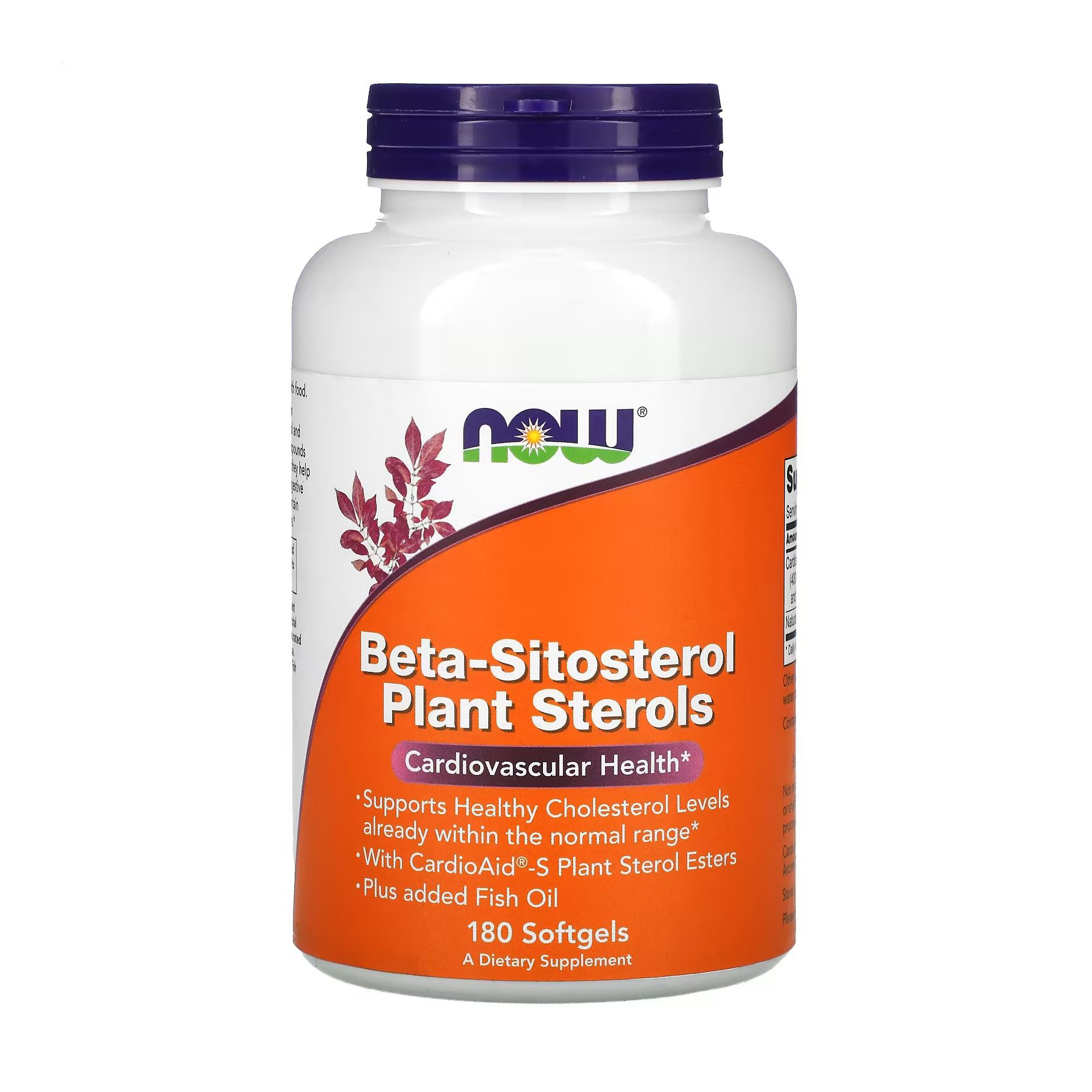 Бета-ситостерол NOW Foods Beta-Sitosterol Plant Sterols, 180 гелевих капсул