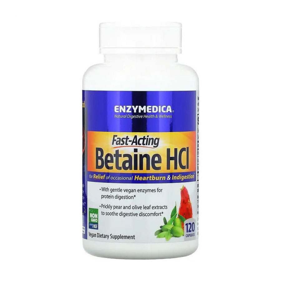 Бетаїн гідрохлорид Enzymedica Betaine HCI, 120 капсул