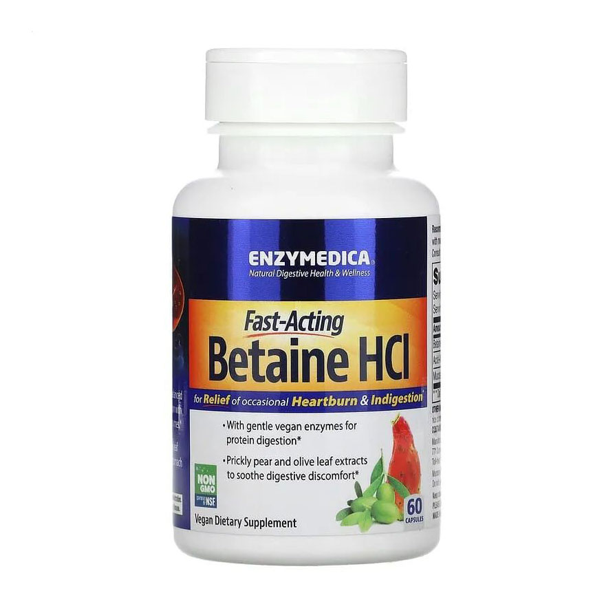Бетаїн гідрохлорид Enzymedica Betaine HCI, 60 капсул