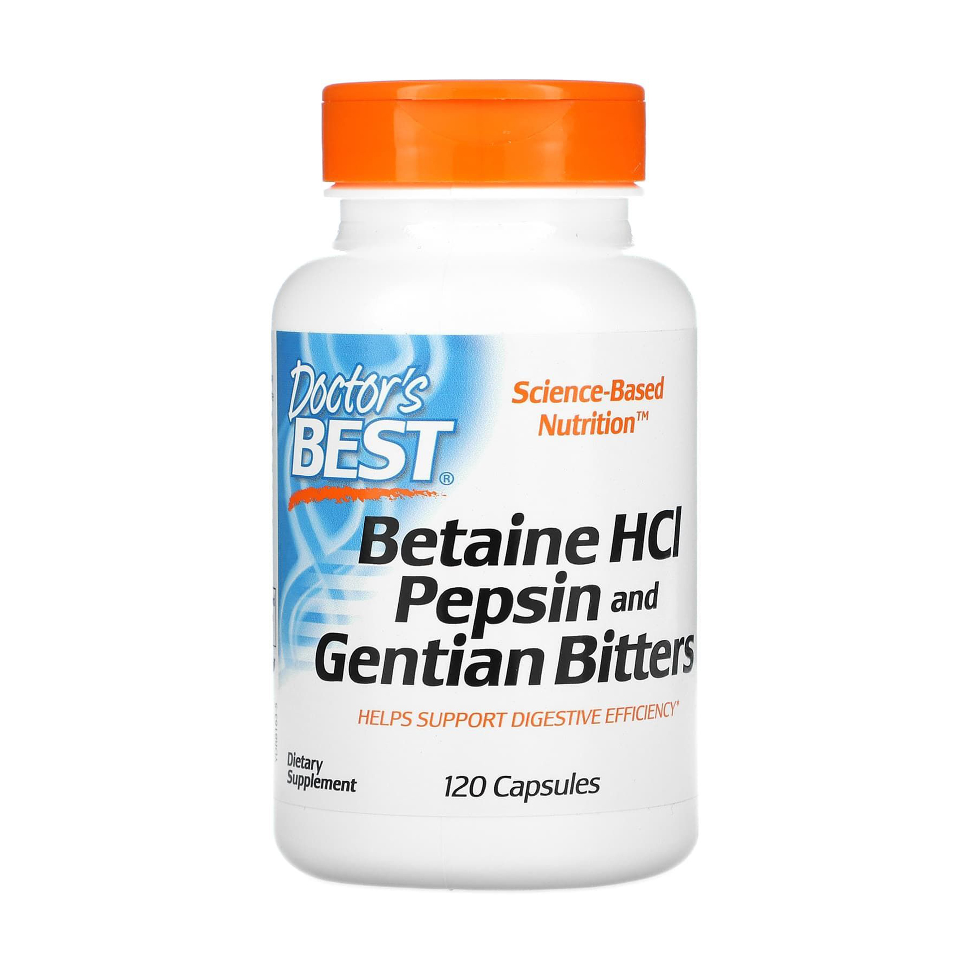 Бетаїн гідрохлорид + пепсин Doctor's Best Betaine HCl Pepsin &amp; Gentian Bitters, 120 капсул