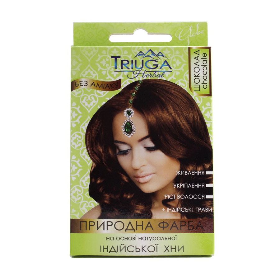 Безаміачна фарба для волосся Triuga Herbal на основі натуральної індійської хни, Шоколад, 25 г