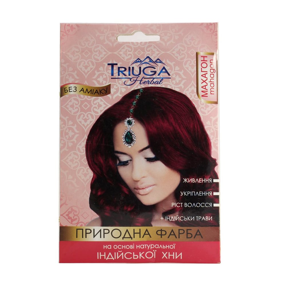 Безаміачна фарба для волосся Triuga Herbal на основі натуральної індійської хни, Махагон 25 г