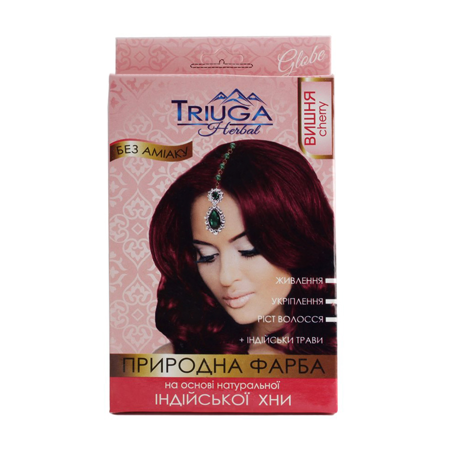 Безаміачна фарба для волосся Triuga Herbal на основі натуральної індійської хни, Вишня, 25 г