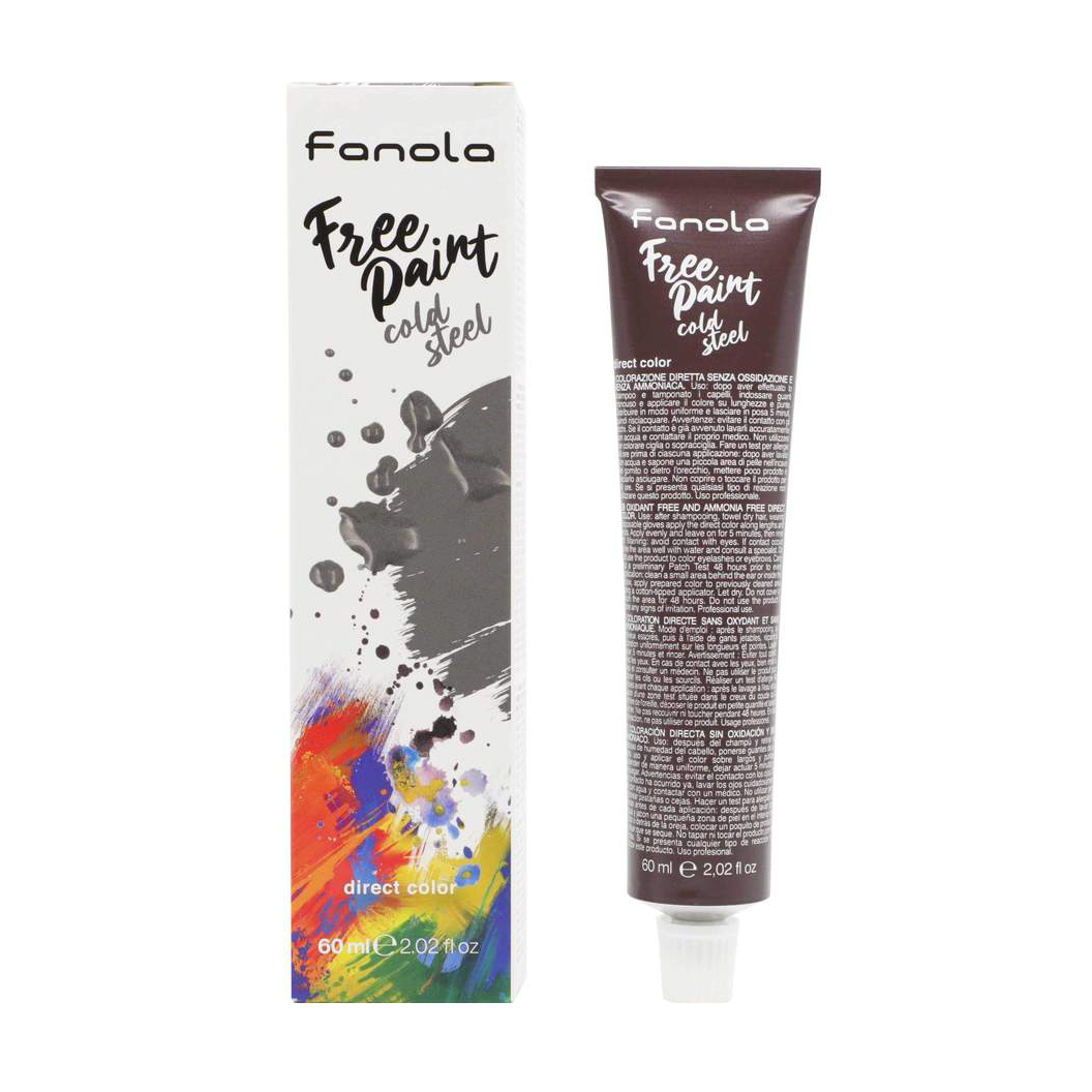 Безаміачна крем-фарба для волосся Fanola Free Paint Direct Color Cold Steel, 60 мл