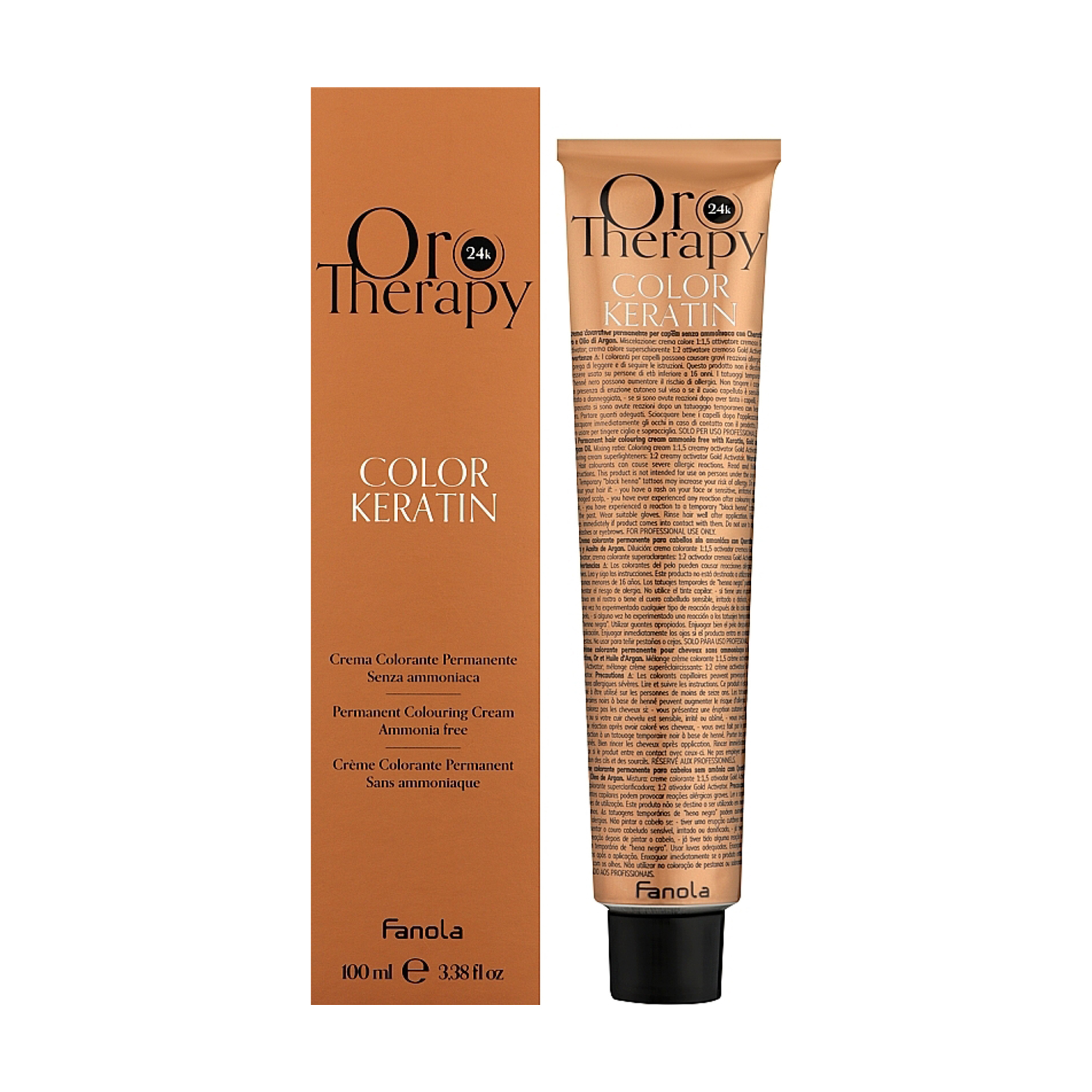Безаміачна крем-фарба для волосся Fanola Oro Therapy Color Keratin Oro Puro 6.34 Blond Fonce Dove Cuivre, 100 мл