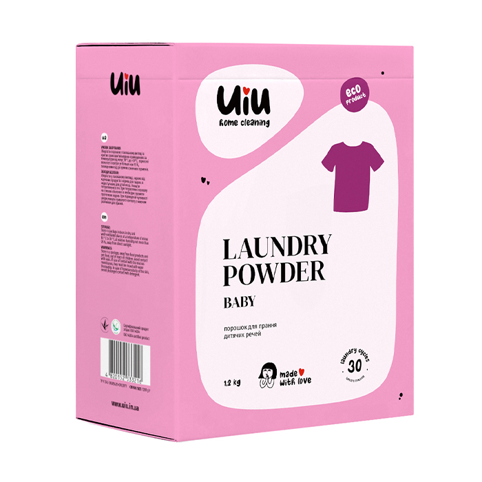 Безфосфатний порошок для прання UIU Laundry Powder Baby, 30 циклів прання, 1.2 кг