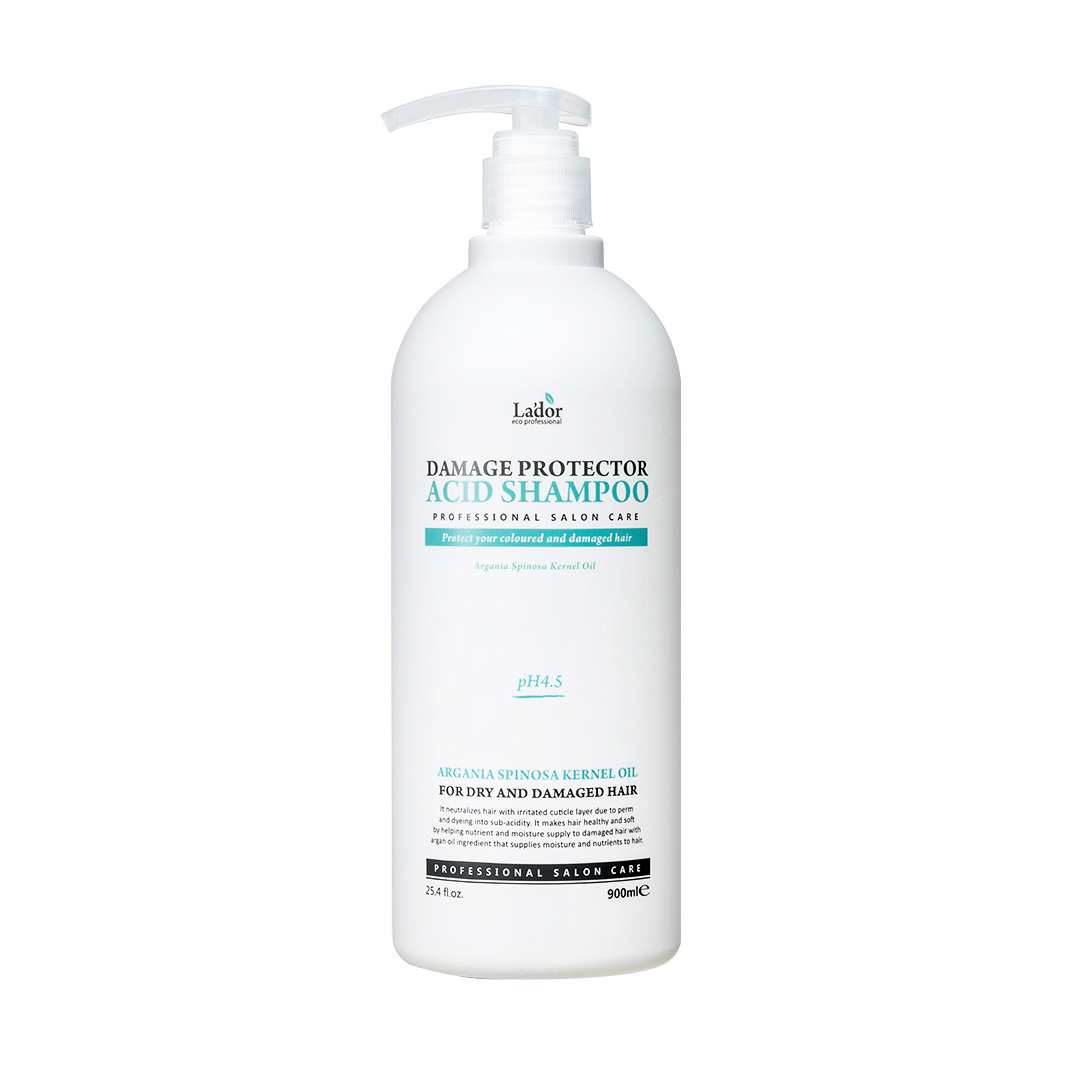 Безлужний шампунь La'dor Damage Protector Acid Shampoo, pH 4.5, для пошкодженого та сухого волосся, з аргановою олією, 900 мл