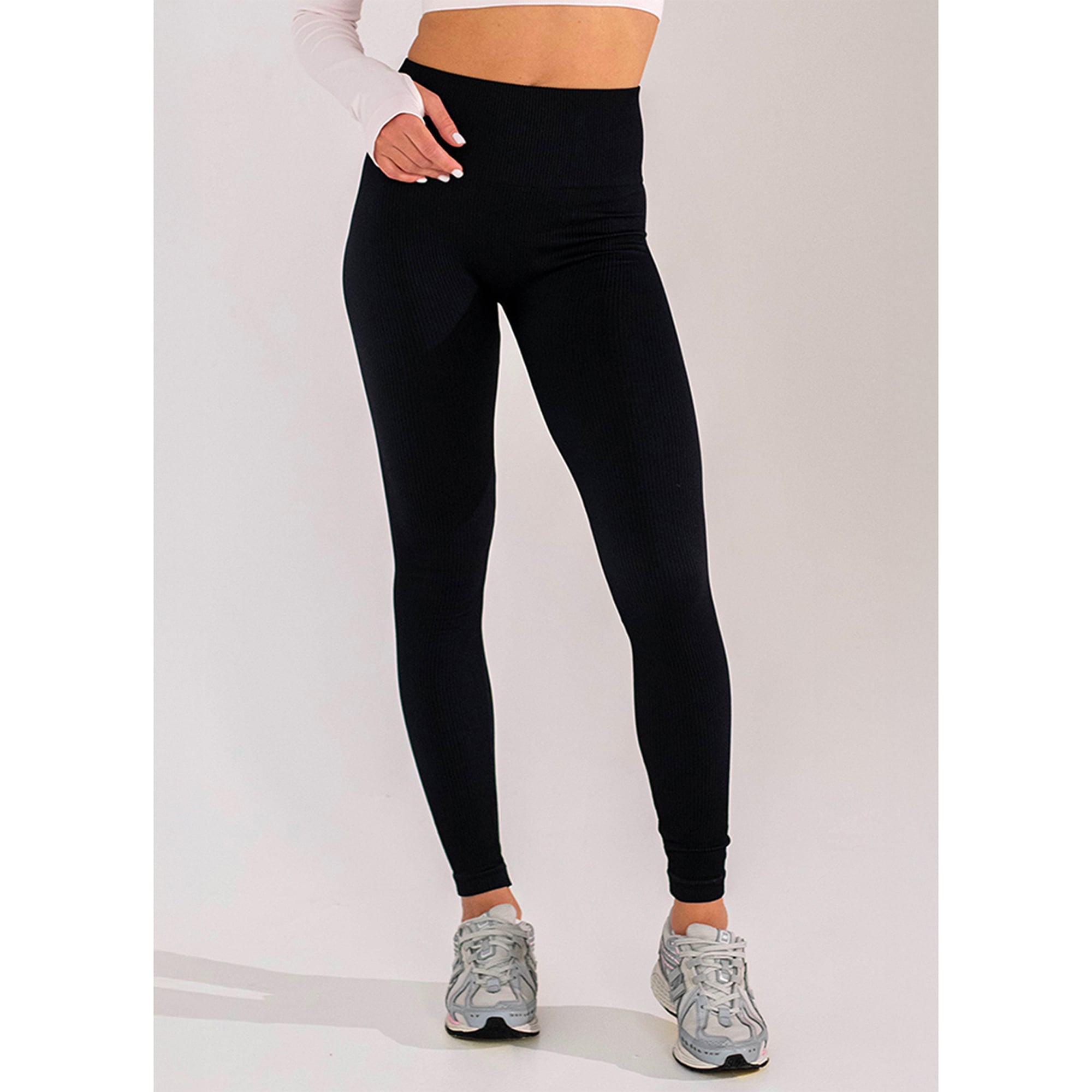 Безшовні спортивні легінси жіночі Flexit Flexing Leggings Power з моделювальним швом, Black-Black, розмір L/XL