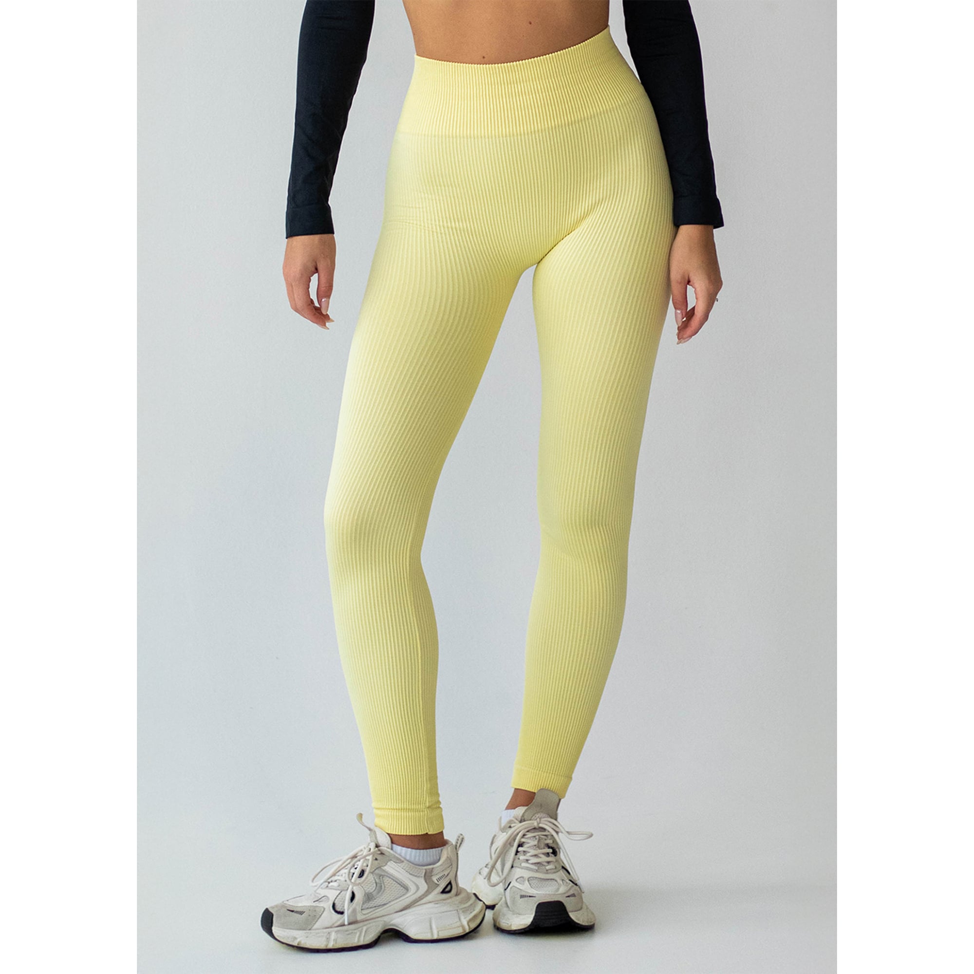 Безшовні спортивні легінси жіночі Flexit Flexing Leggings Power з моделювальним швом, Yellow-Lemon Grass, розмір S/M