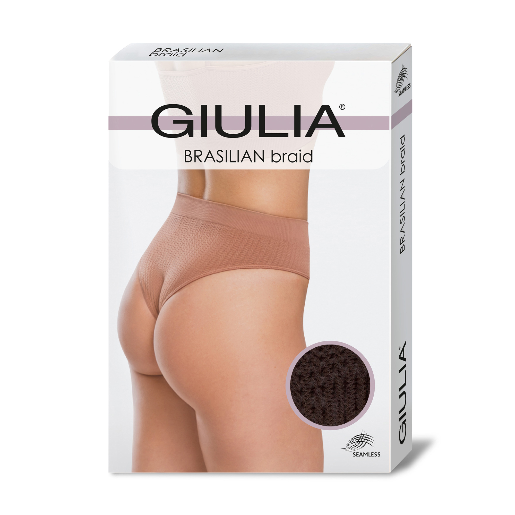 Безшовні жіночі труси бразиліана Giulia Brasilian Briefs Braid, Chocolate, розмір S/M