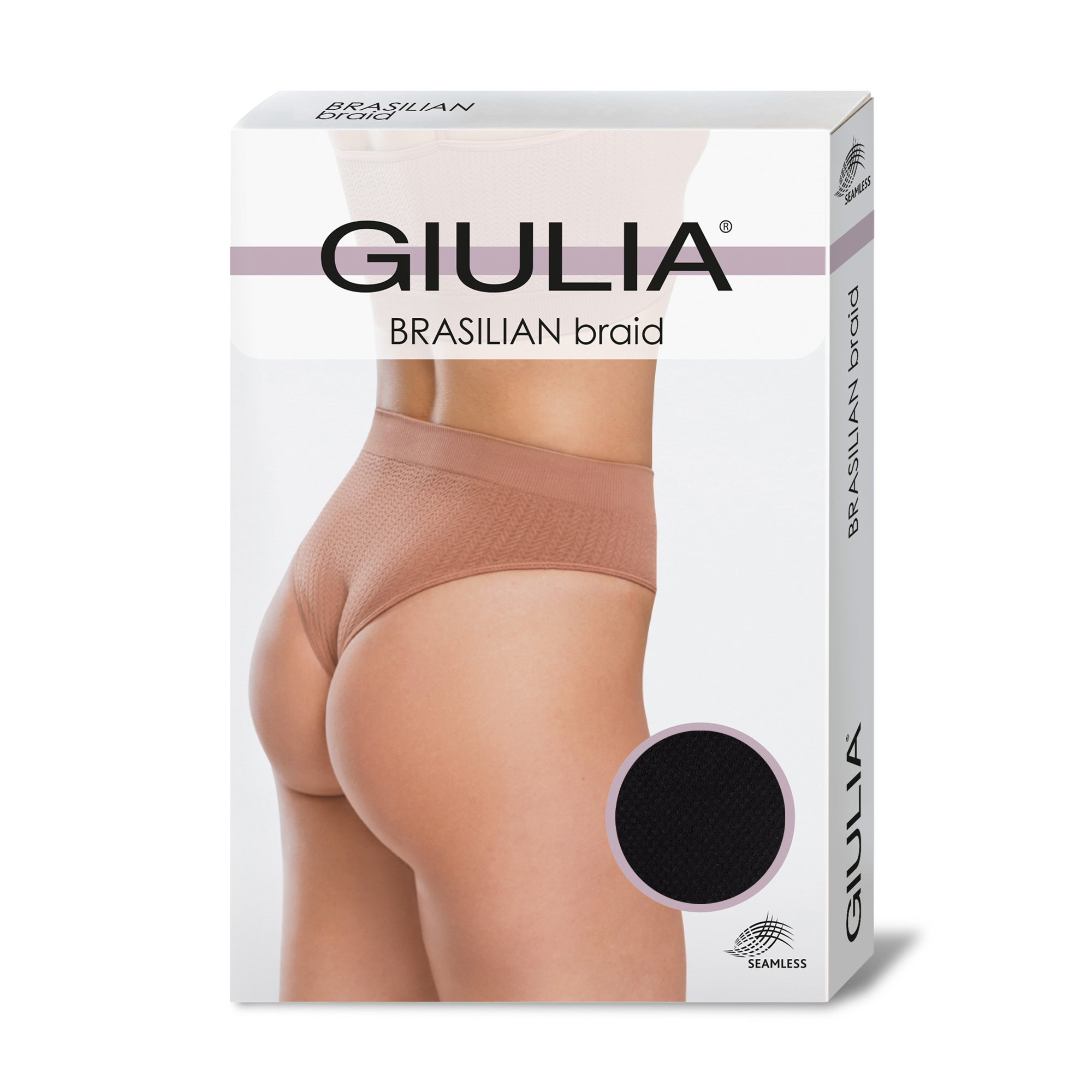 Безшовні жіночі труси бразиліана Giulia Brasilian Briefs Grain, Black, розмір L/XL