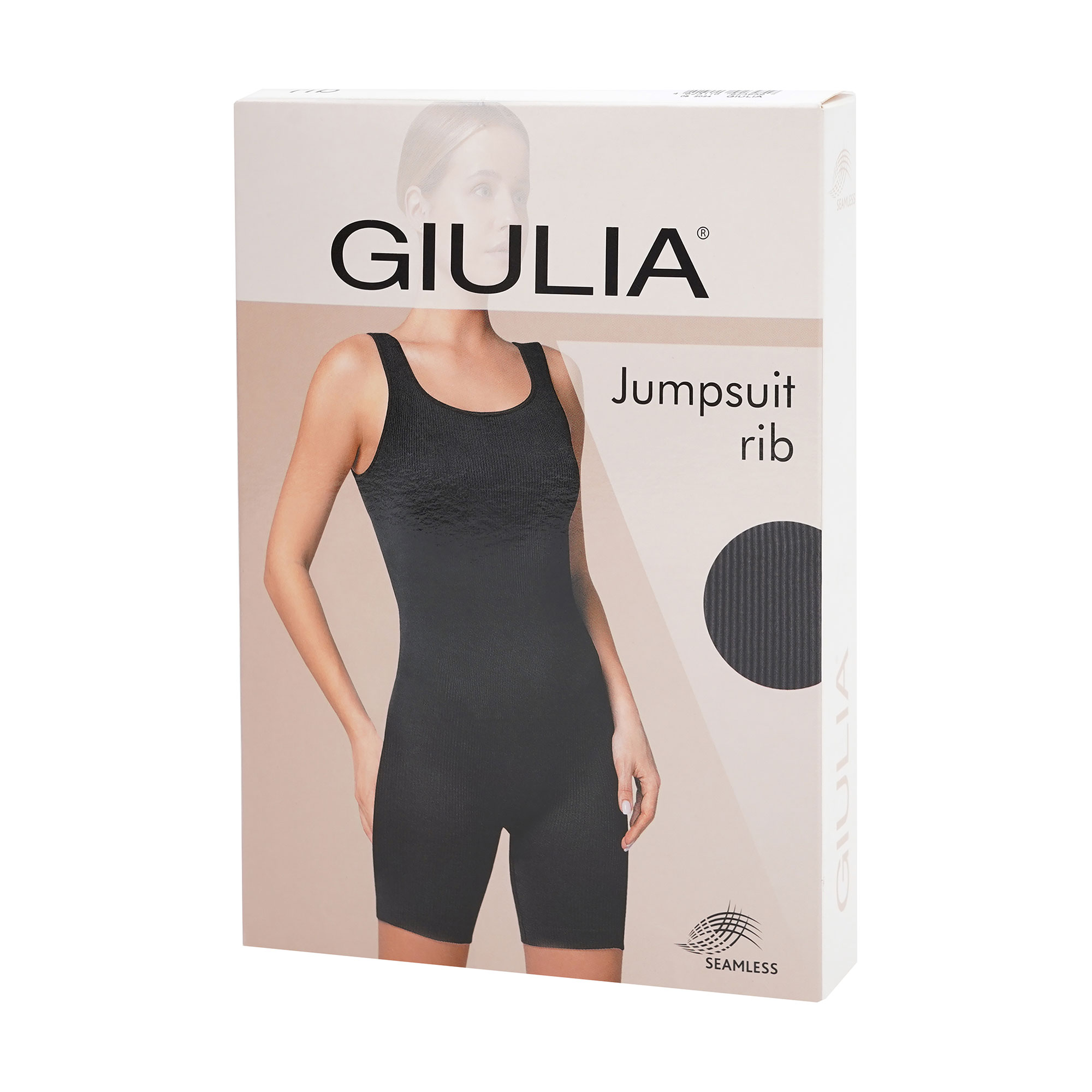 Безшовний комбінезон жіночий Giulia Jumpsuit Rib в рубчик, на широких бретелях, Black, розмір L/XL