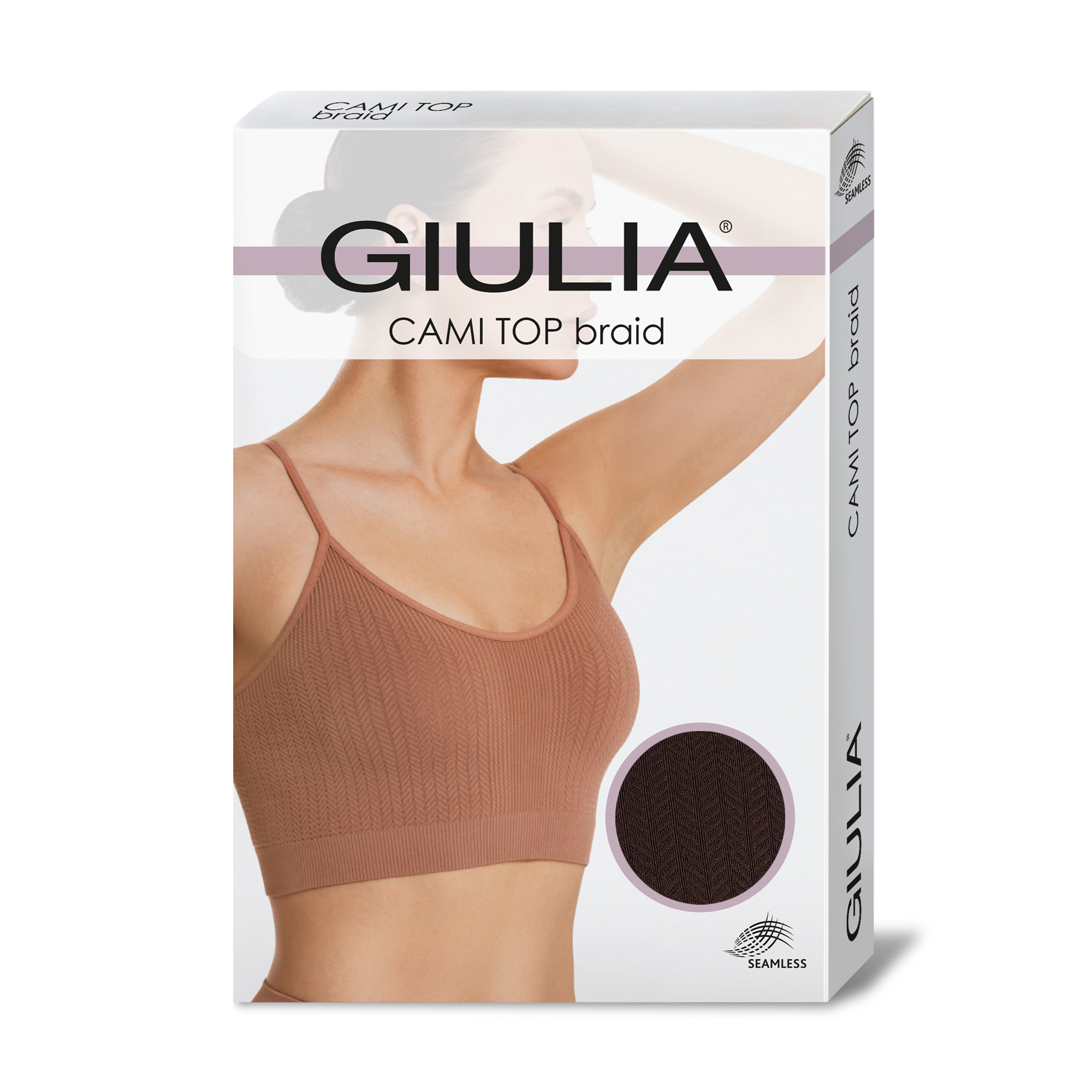 Безшовний топ жіночий Giulia Cami Top Braid на тонких бретелях, Chocolate, розмір S/M