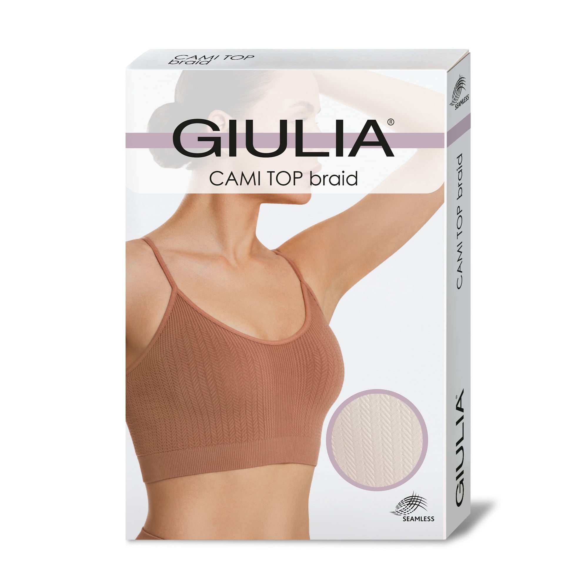 Безшовний топ жіночий Giulia Cami Top Braid на тонких бретелях, Vanila, розмір L/XL