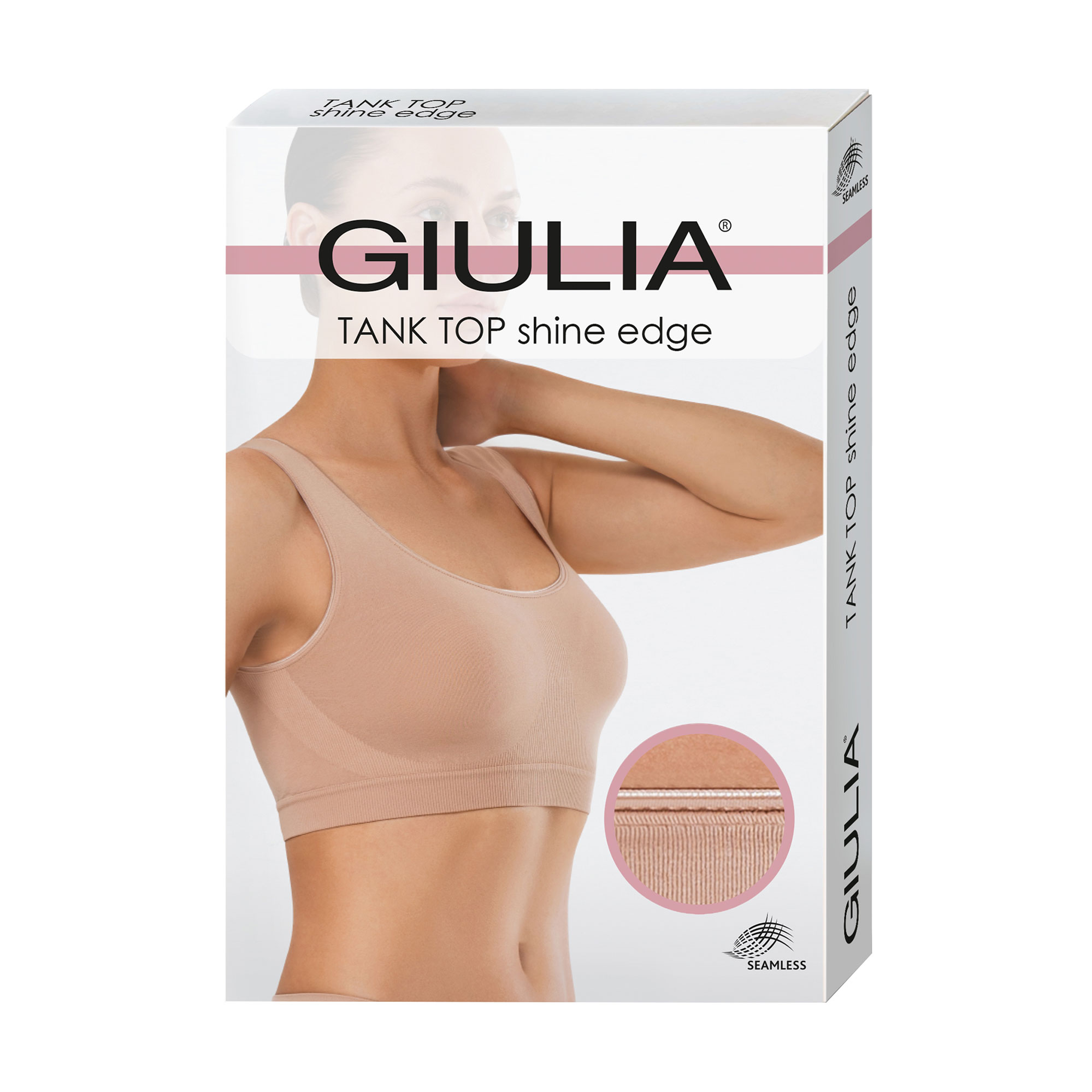 Безшовний топ жіночий Giulia Tank Top Shine Edge на широких бретелях, White, розмір L/XL