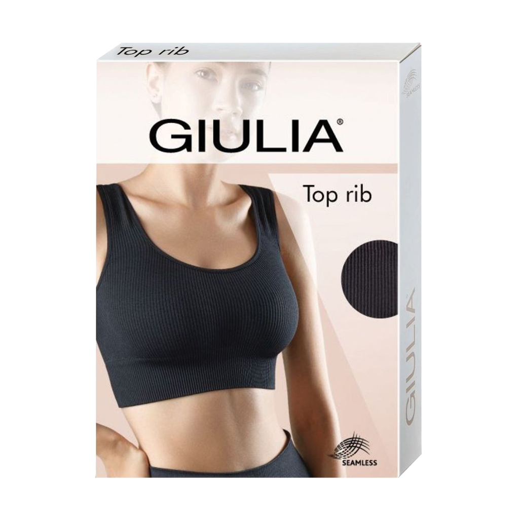Безшовний топ жіночий Giulia Top Rib в рубчик, на широких бретелях, Black, розмір L/XL