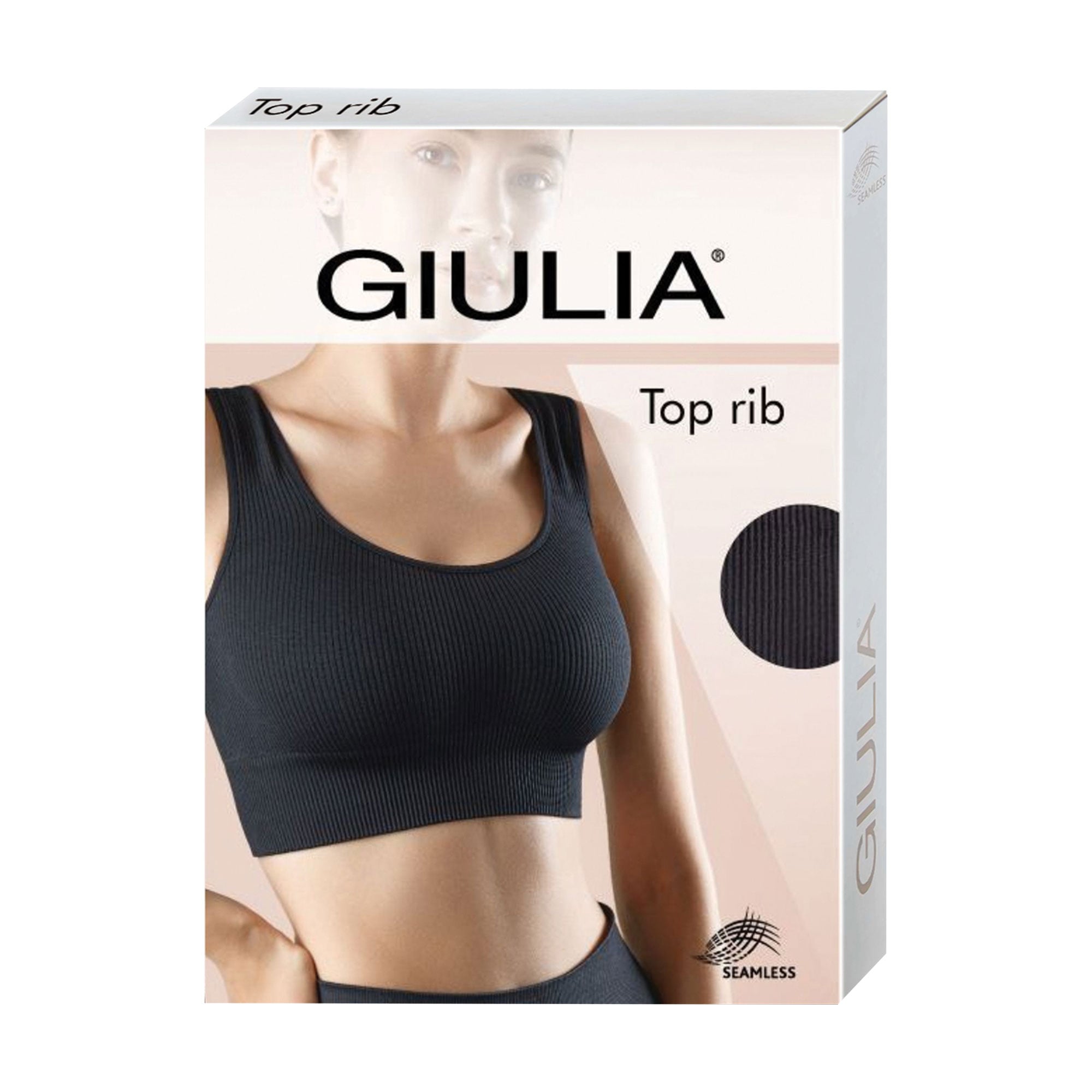 Безшовний топ жіночий Giulia Top Rib в рубчик, на широких бретелях, Chocolate, розмір S/M