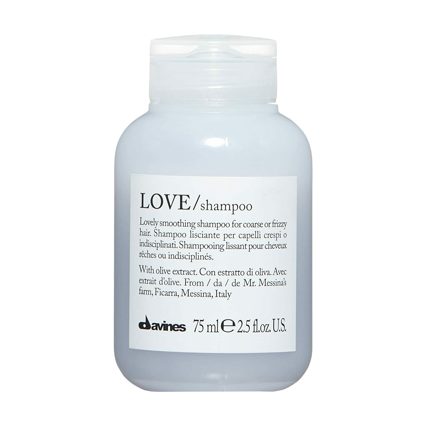 Безсульфатний шампунь Davines Love Smoothing Shampoo для розгладження неслухняного та хвилястого волосся, 75 мл