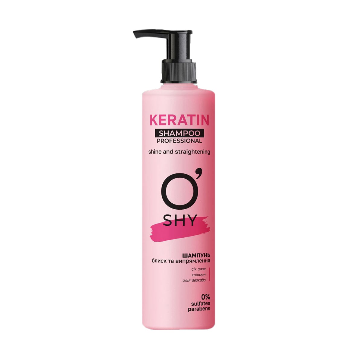 Безсульфатний шампунь для волосся O'shy Keratin Shampoo Professional Блиск та випрямлення, 400 мл