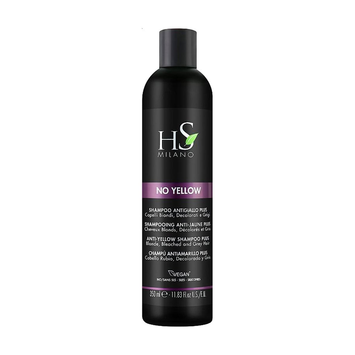 Безсульфатний шампунь HS Milano No Yellow Anti-Yellow Shampoo Plus проти жовтизни, для блонда, освітленого та сивого волосся, 350 мл