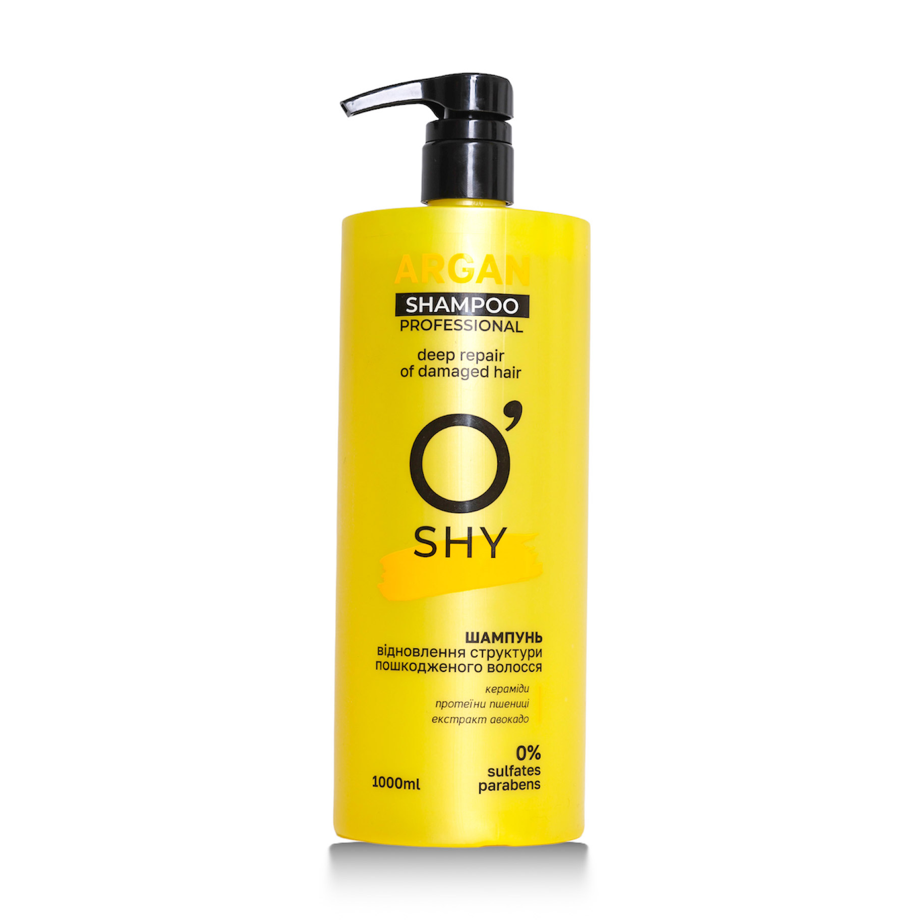 Безсульфатний шампунь O'shy Argan Professional Shampoo Відновлення структури пошкодженого волосся, 1 л