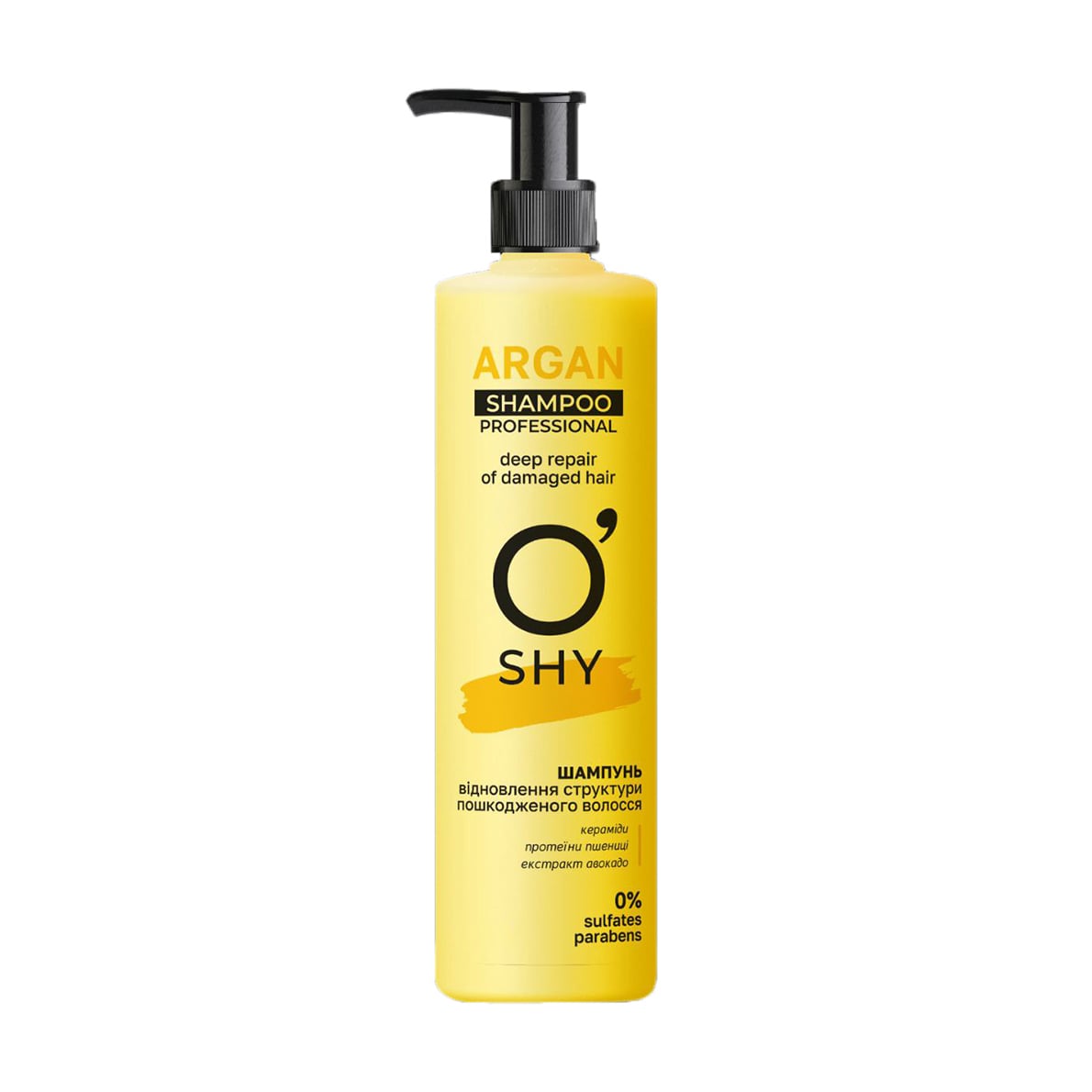 Безсульфатний шампунь O'shy Argan Professional Shampoo Відновлення структури пошкодженого волосся, 400 мл
