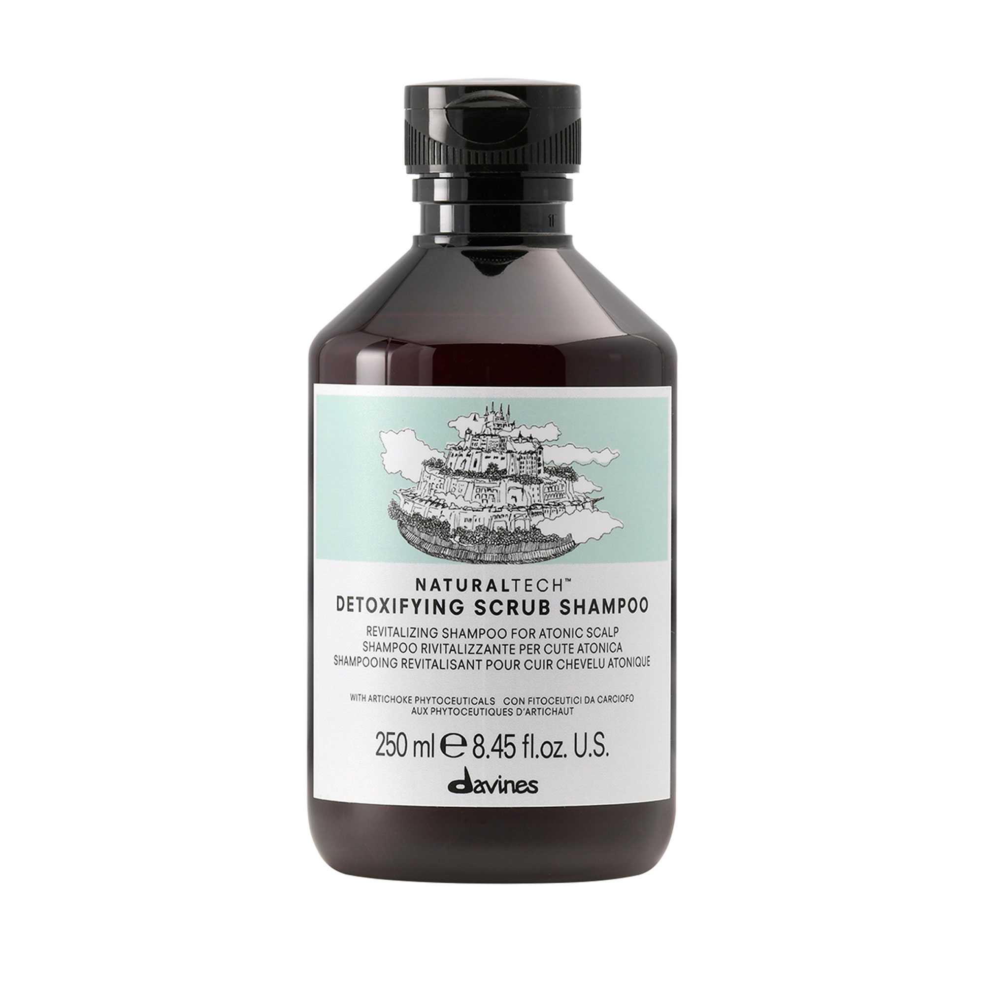 Безсульфатний скраб-шампунь Davines Naturaltech Detoxifying Scrub Shampoo для атонічной шкіри голови, 250 мл