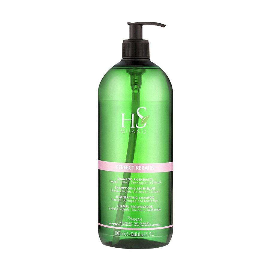 Безсульфатний відновлювальний шампунь для волосся HS Milano Perfect Keratin Regenerating Shampoo з кератином, 1 л