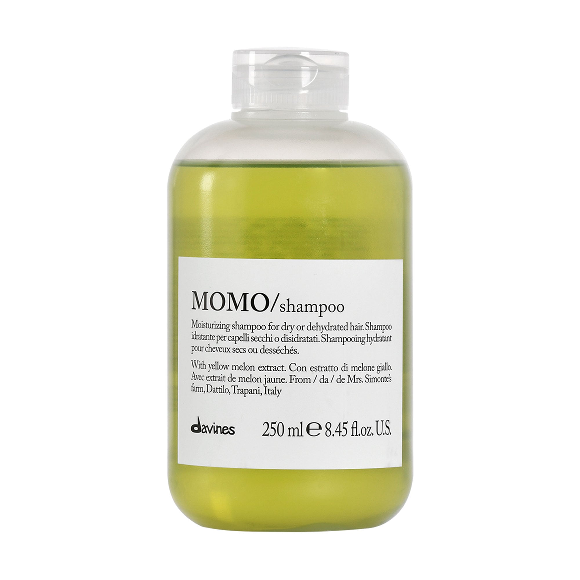 Безсульфатний зволожувальний шампунь Davines Momo Shampoo для сухого та зневодненого волосся, 250 мл