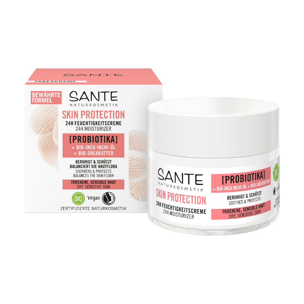 Біокрем для обличчя Sante Skin Protection 24H Moisturizer для сухої та чутливої шкіри обличчя, з пробіотиками, 50 мл