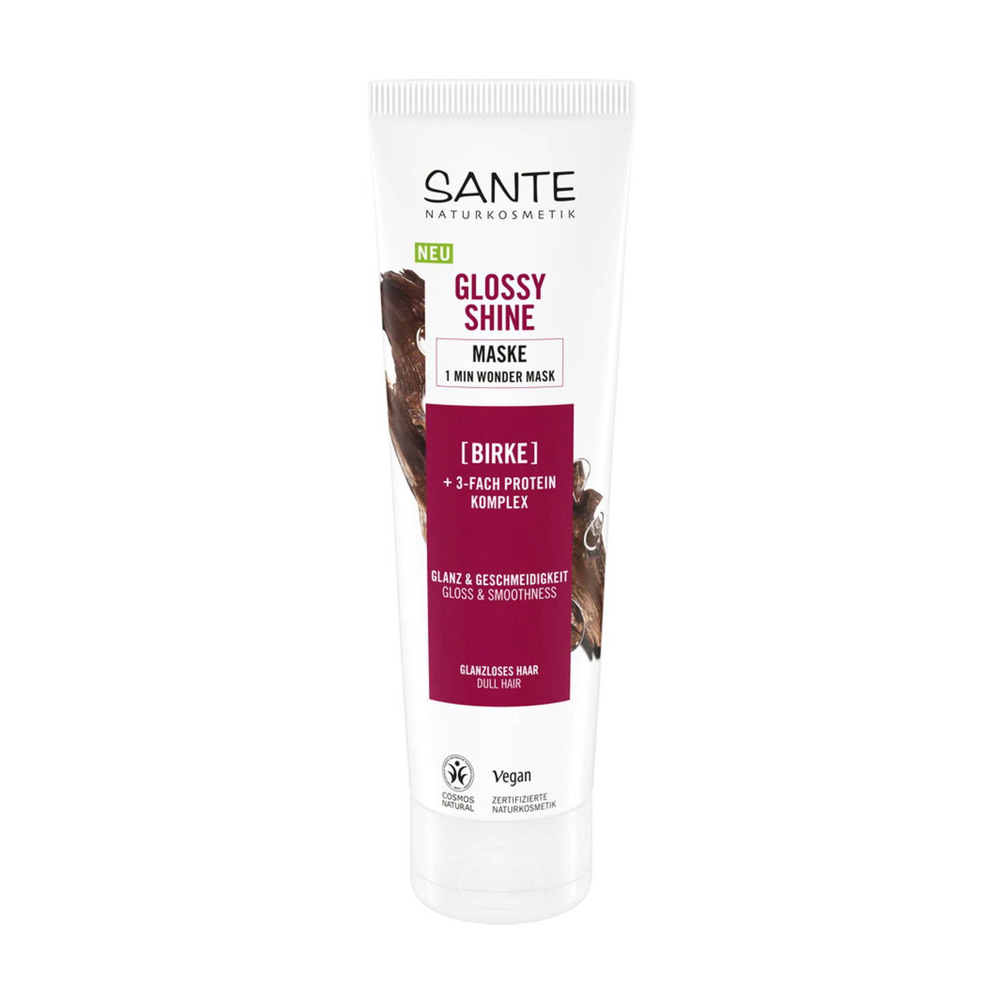 Біомаска Sante Glossy Shine Mask для блиску волосся, з протеїновим комплексом та березовим листям, 150 мл