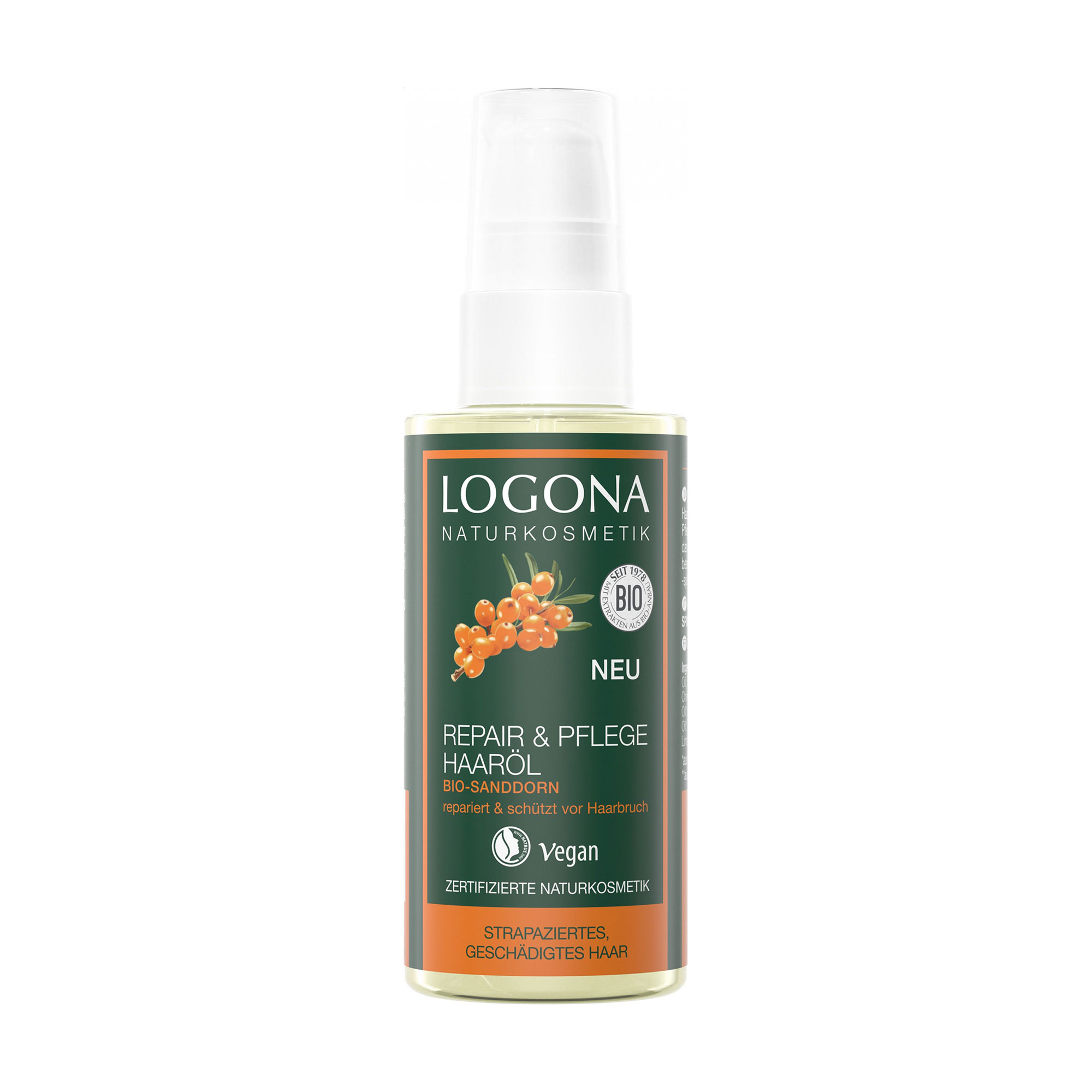 Біоолія-реконструкція для волосся Logona Repair &amp; Care Hair Oil Обліпиха, 75 мл
