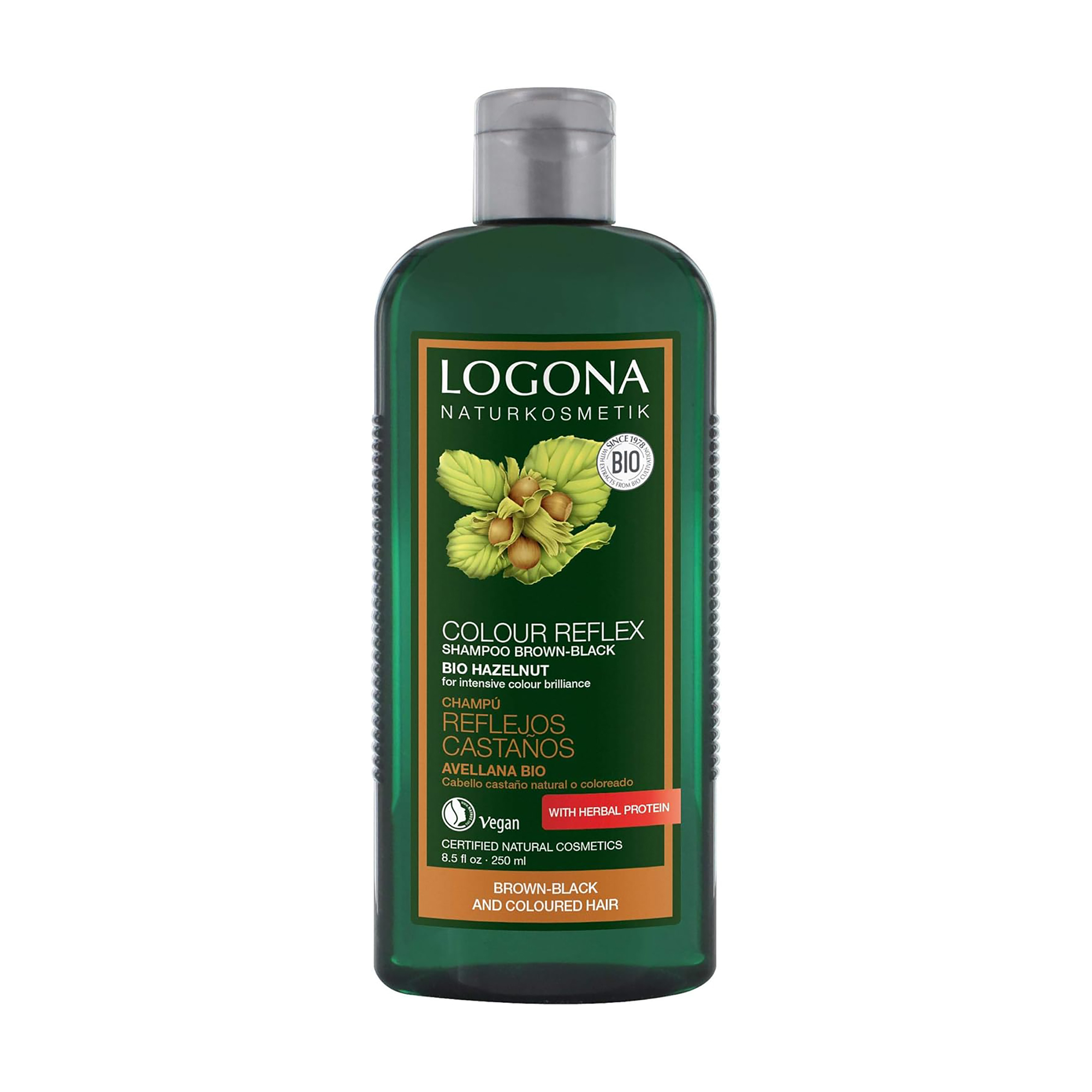 Біошампунь Logona Hair Care Shampoo для фарбованого темно-коричневого волосся, з горіхом, 250 мл