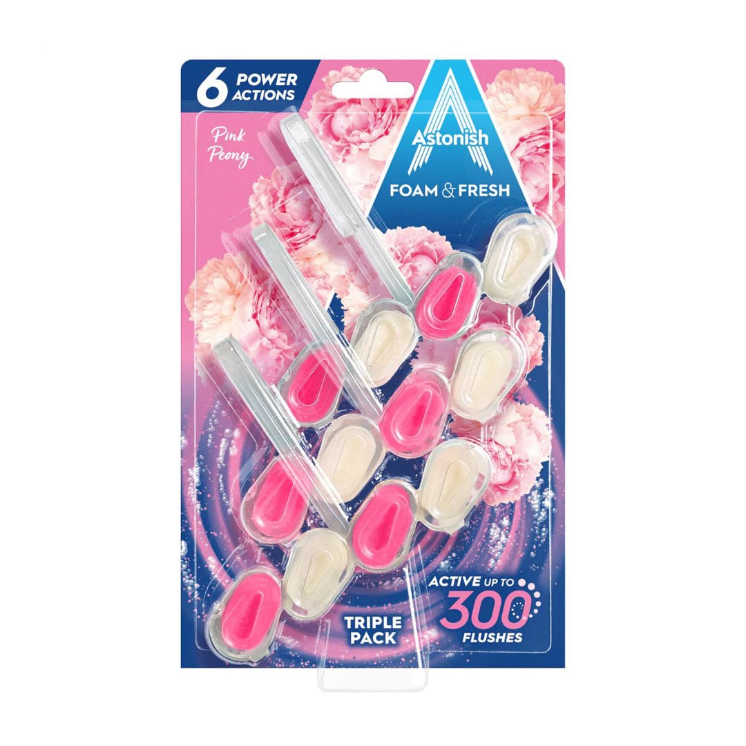 Блоки для чищення унітазів Astonish Foam &amp; Fresh з ароматом півонії, 3 шт