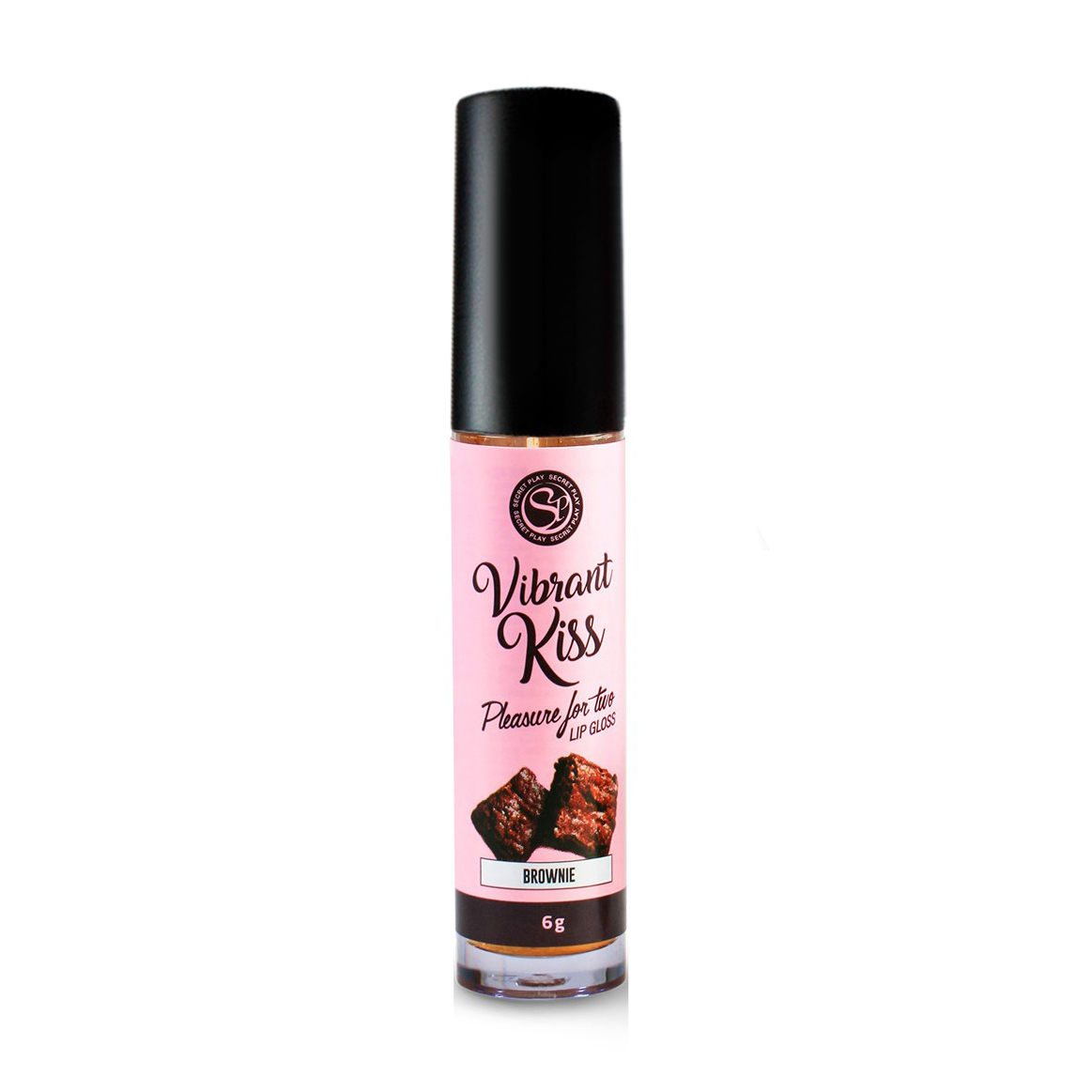 Блиск для губ з віброефектом Secret Play Vibrant Kiss Lip Gloss для орального сексу, зі смаком брауні, 6 г
