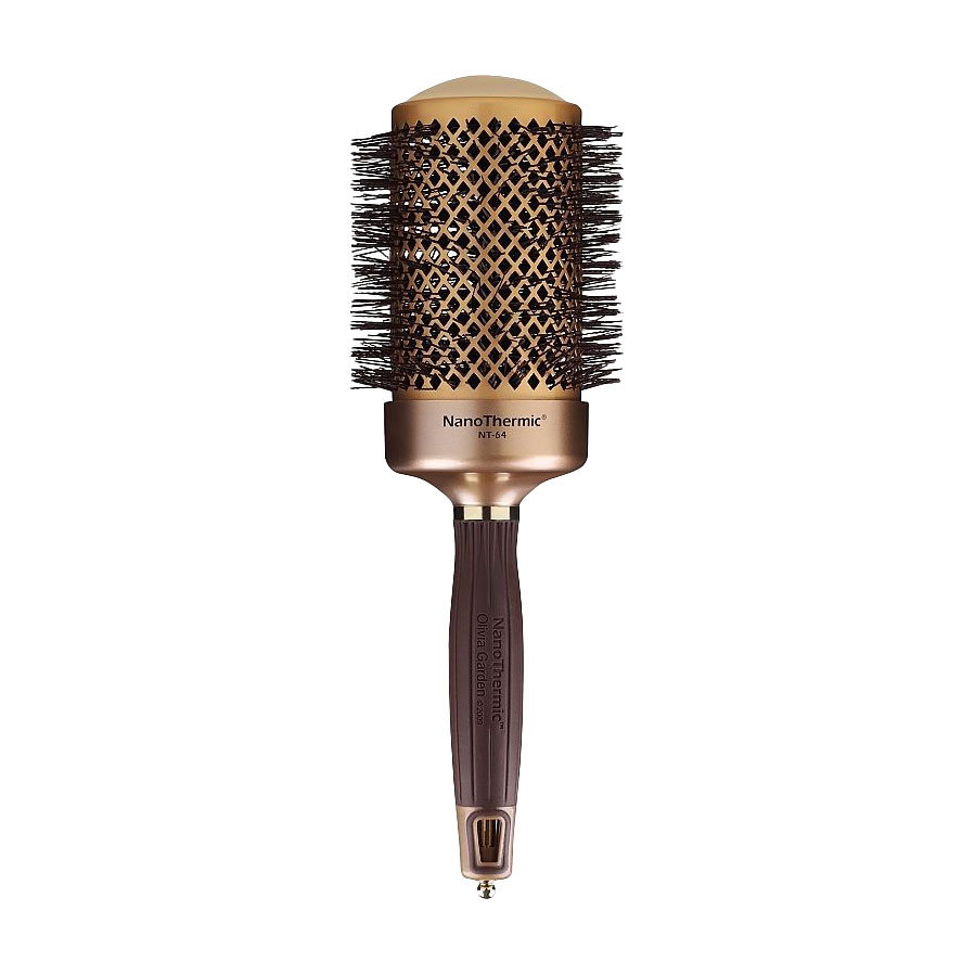 Браш для волосся Olivia Garden Expert Blowout Shine Wavy Bristles, Gold &amp; Brown, діаметр 65 мм