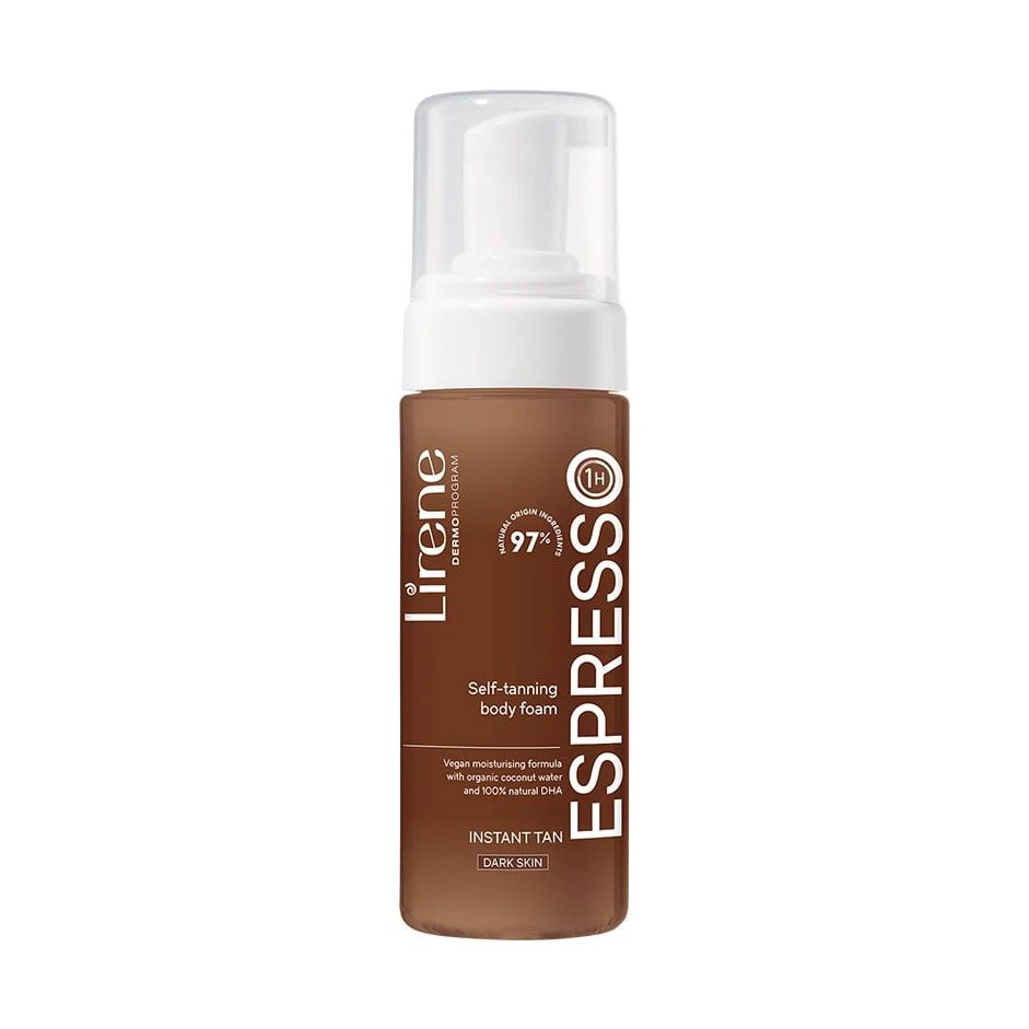 Бронзувальна піна для тіла Lirene Espresso Self Tanning Foam Dark Skin з органічною кокосовою водою, для смаглявої шкіри, 150 мл