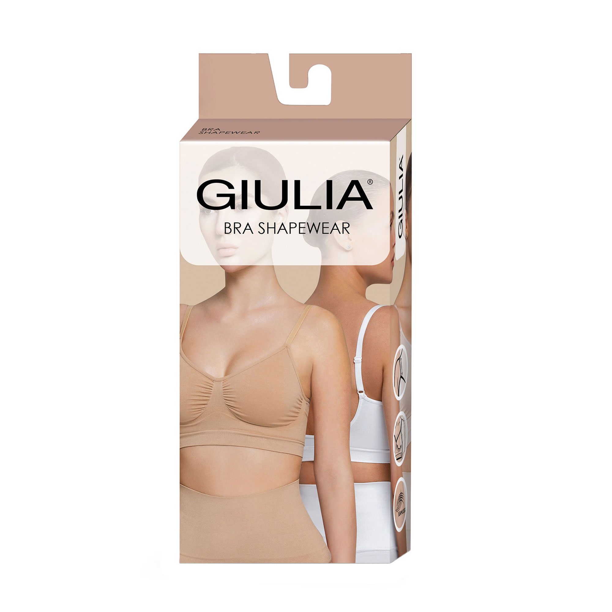 Бюстгальтер Giulia Bra Shapewear без кісточок, безшовний, White, розмір S/M