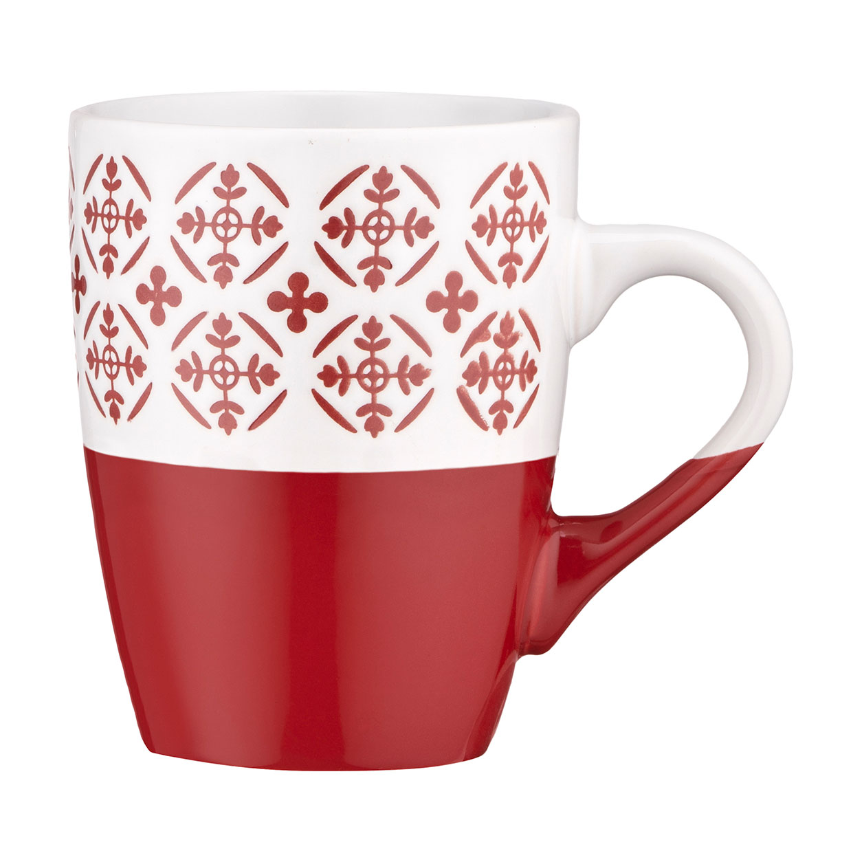 Чашка Ardesto Ornament керамічна, червоно-біла, 320 мл (AR3045R)