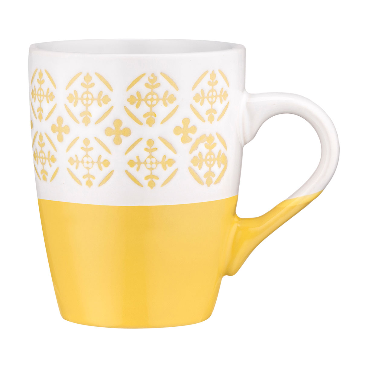 Чашка Ardesto Ornament керамічна, жовто-біла, 320 мл (AR3045YW)