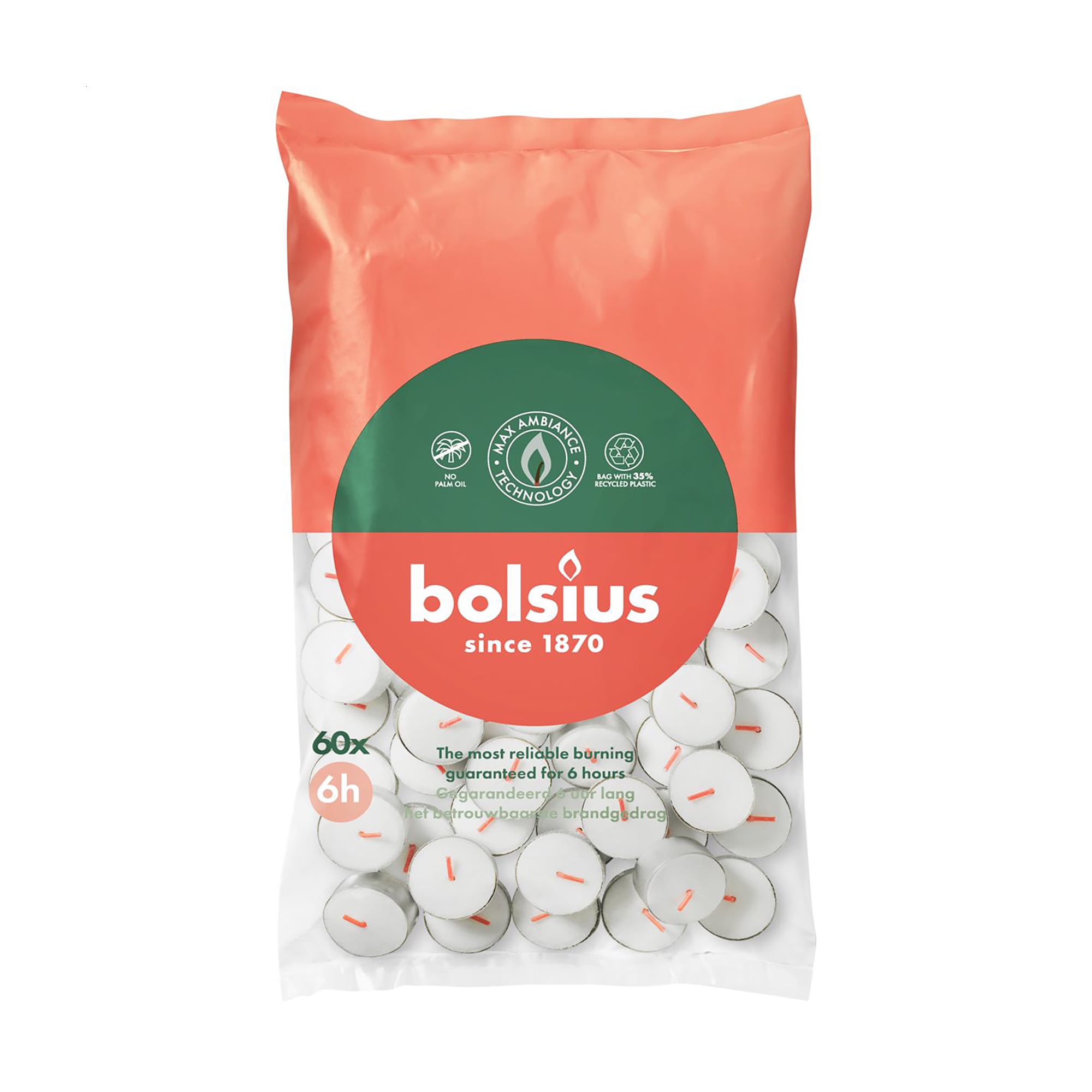 Чайні свічки Bolsius Tealights, білі, 60 шт