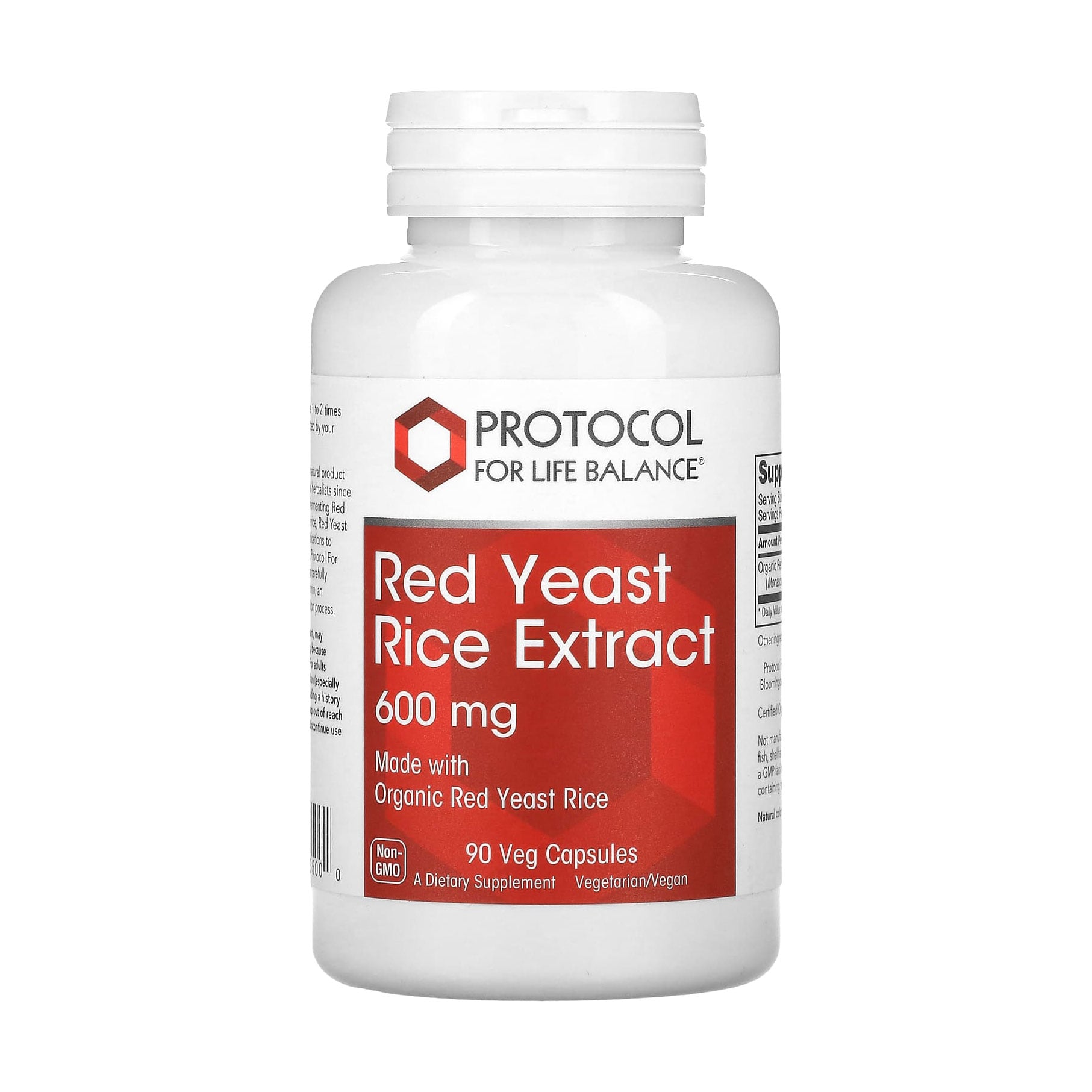 Червоний дріжджовий рис Protocol For Life Balance Red Yeast Rice Extract 600 мг, 90 вегетаріанських капсул