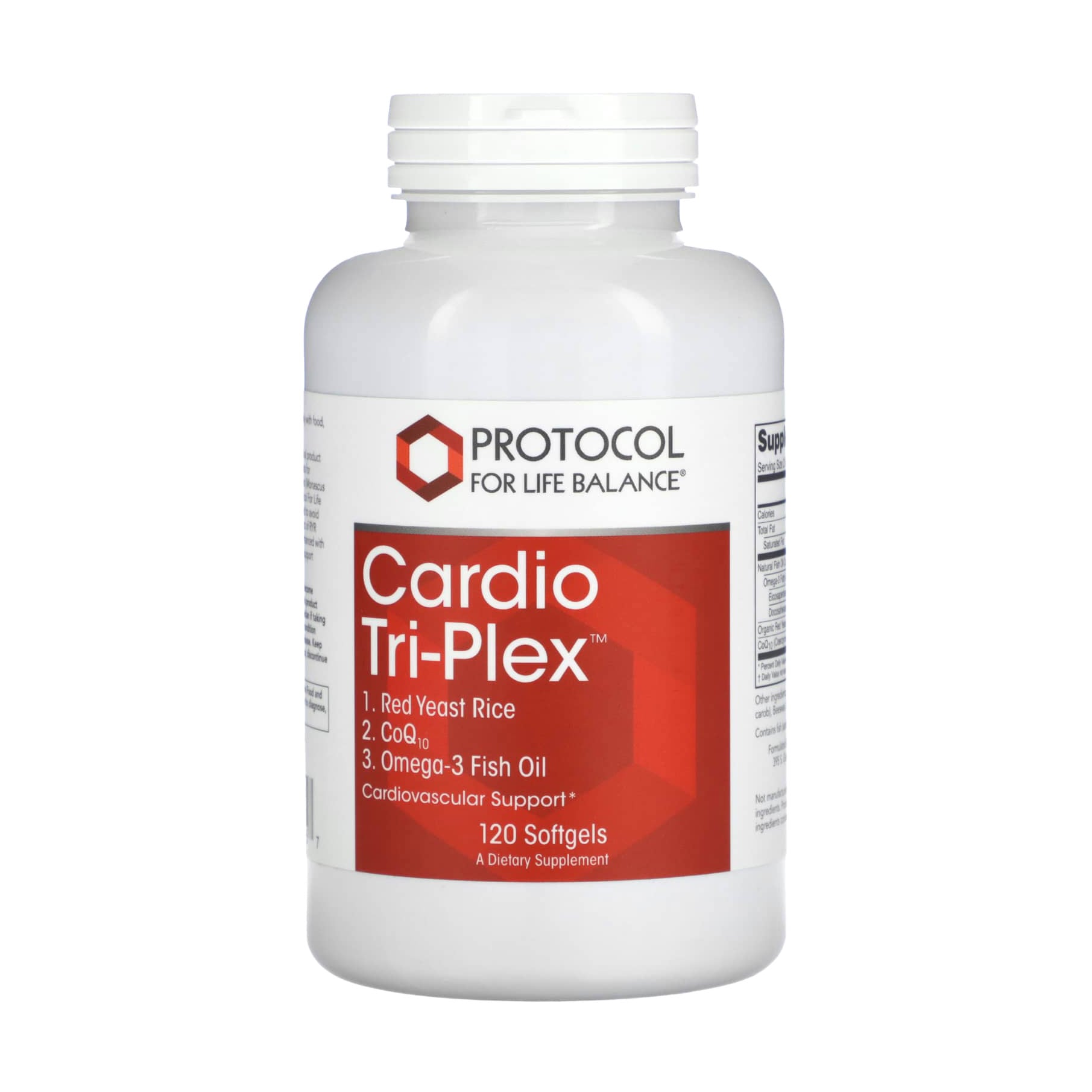 Червоний дріжджовий рис з омега-3 та коензимом Q10 Protocol For Life Balance Cardio Tri-Plex, 120 гелевих капсул