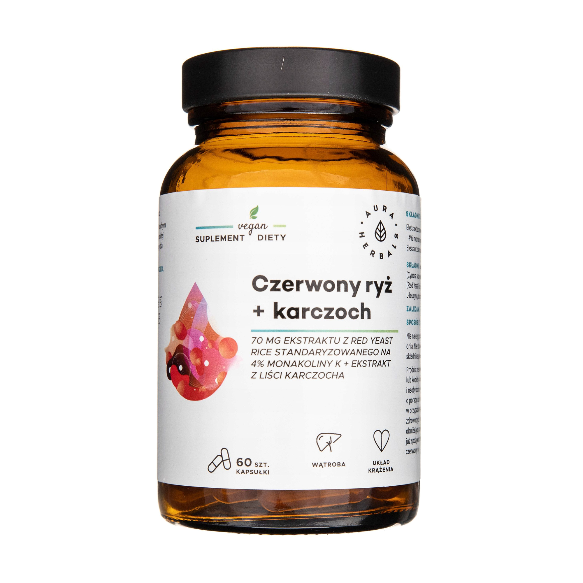 Червоний рис та артишок Aura Herbals Red Rice + Artichoke 70 мг, 60 капсул