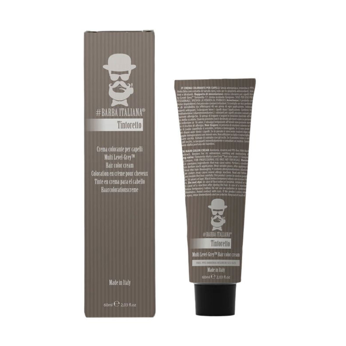 Чоловіча крем-фарба для волосся Barba Italiana Tintoretto Multi Level Grey Hair Color Cream nr.3, 60 мл