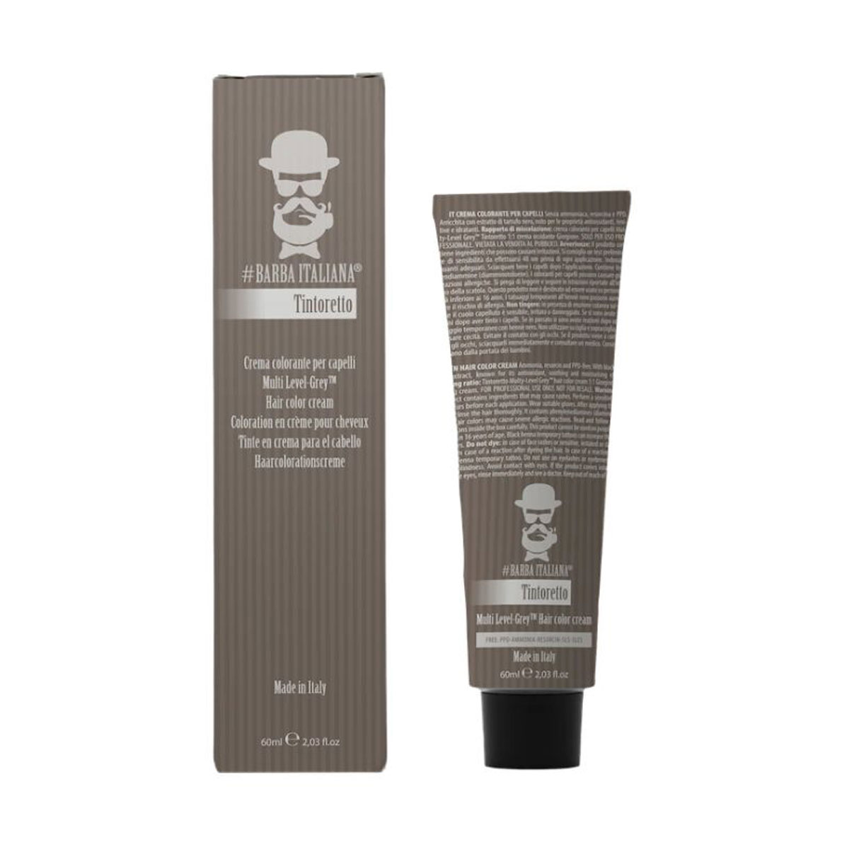 Чоловіча крем-фарба для волосся Barba Italiana Tintoretto Multi Level Grey Hair Color Cream nr.6, 60 мл