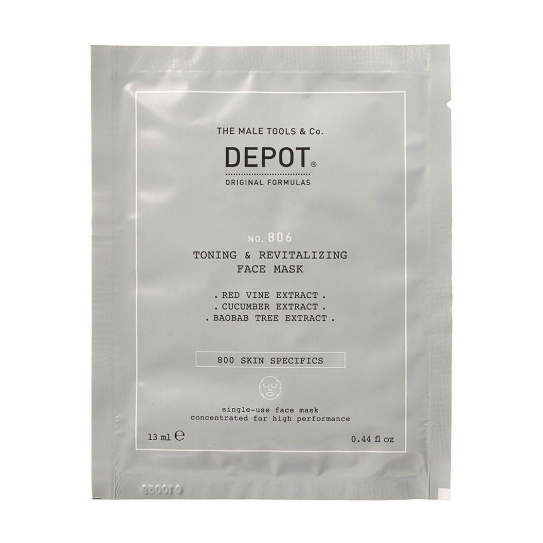 Чоловіча тканина маска для обличчя Depot 806 Toning &amp; Revitalizing Face Mask, 12*13 мл