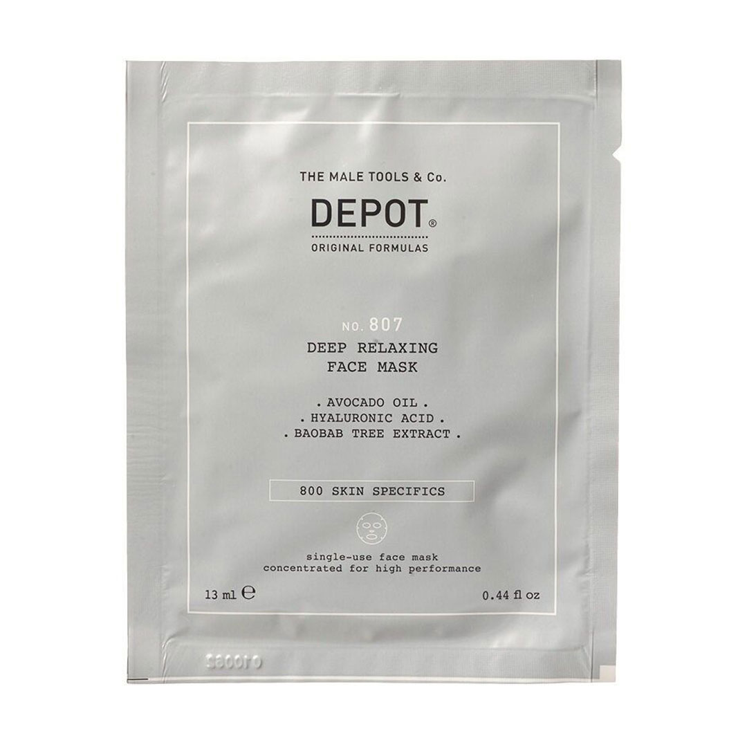Чоловіча тканина маска для обличчя Depot 807 Deep Relaxing Face Mask, 12*13 мл