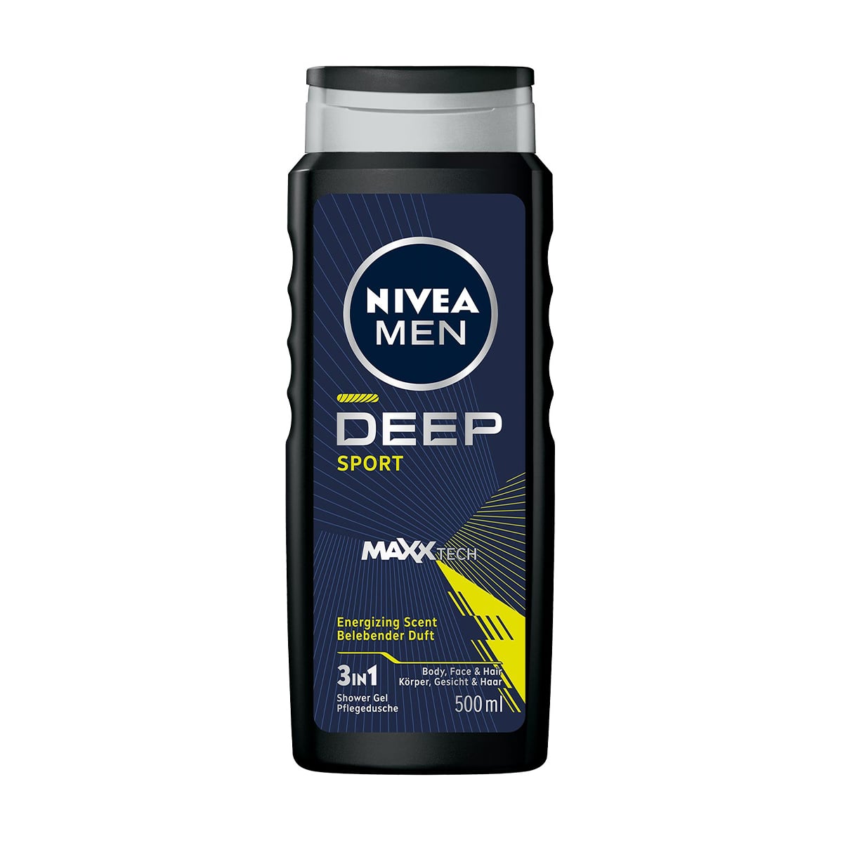 Чоловічий гель для душу 3 в 1 для тіла, обличчя та волосся NIVEA MEN Deep Sport Maxxtech Shower Gel, 500 мл