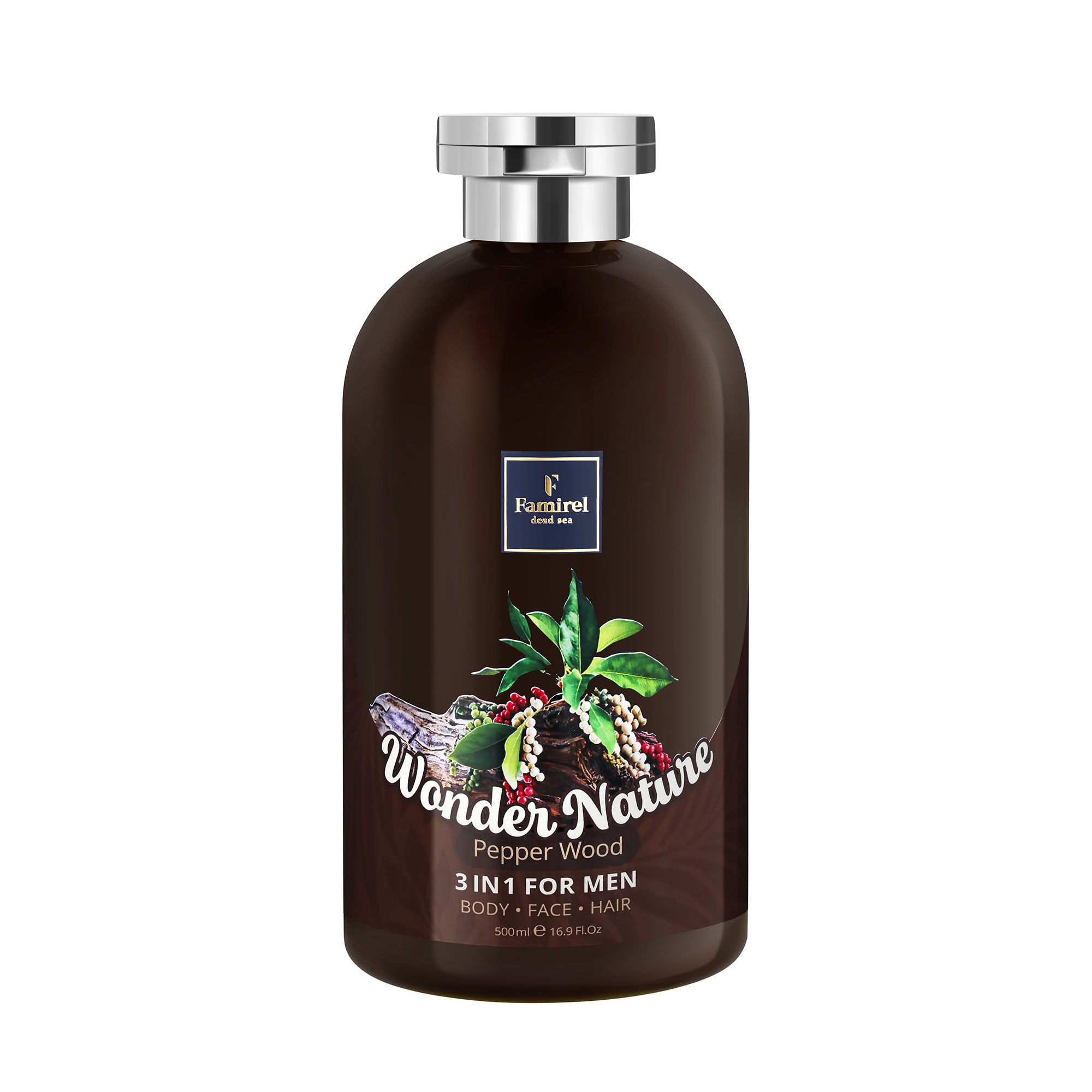 Чоловічий гель для душу 3 в 1 Famirel Wonder Nature, Pepper Wood, 500 мл